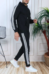 Black Seasonal Zippered Tracksuit Set