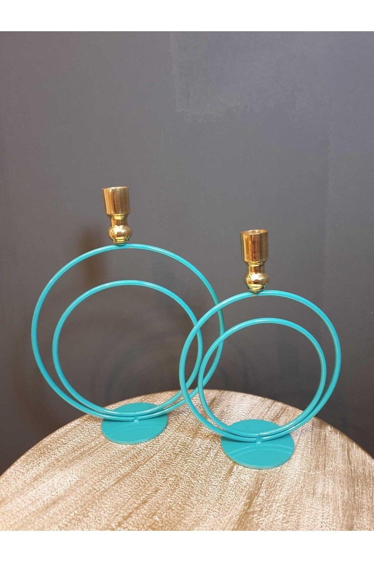 Alvina Turquoise/gold Binary Candlestick - Swordslife