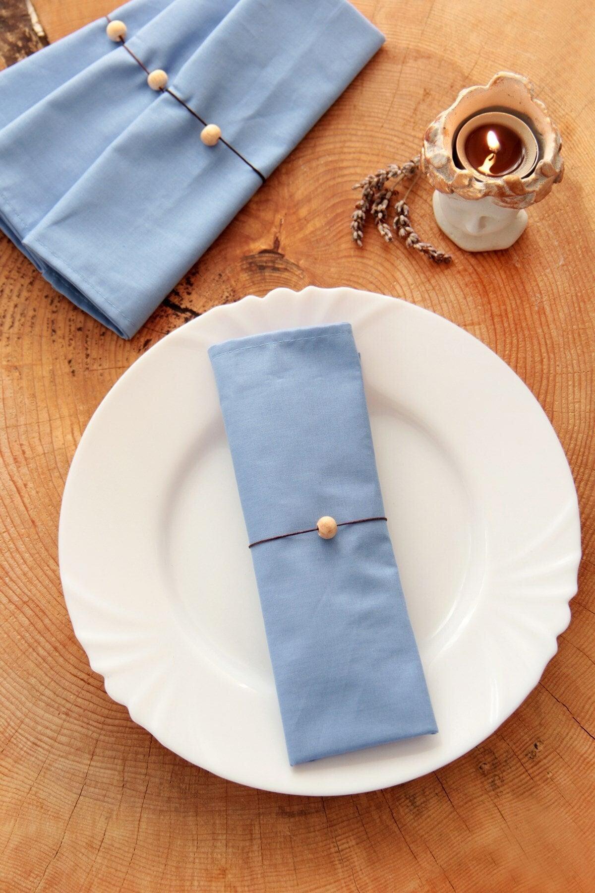 6 Pack Blue Cotton Fabric Serving Napkin - Swordslife