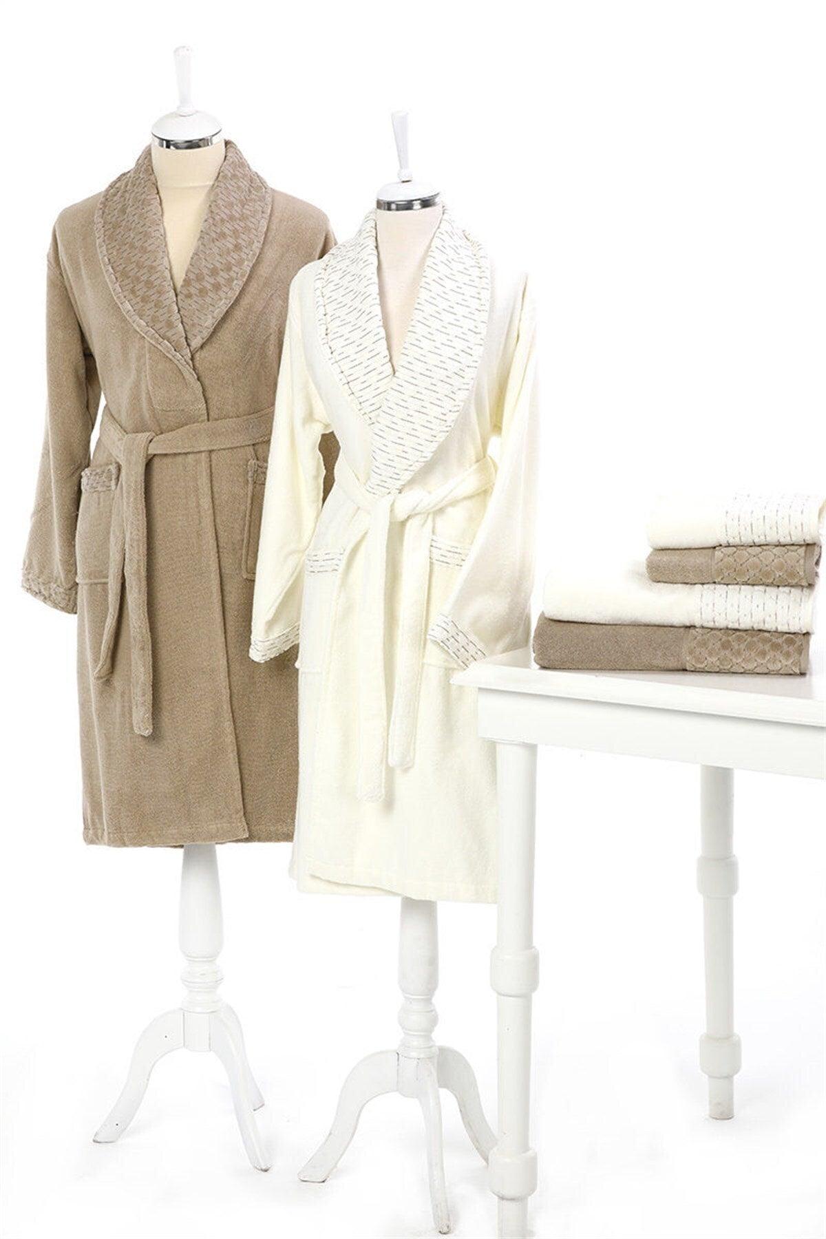 Adria Family Bathrobe Set Brown-cream - Swordslife