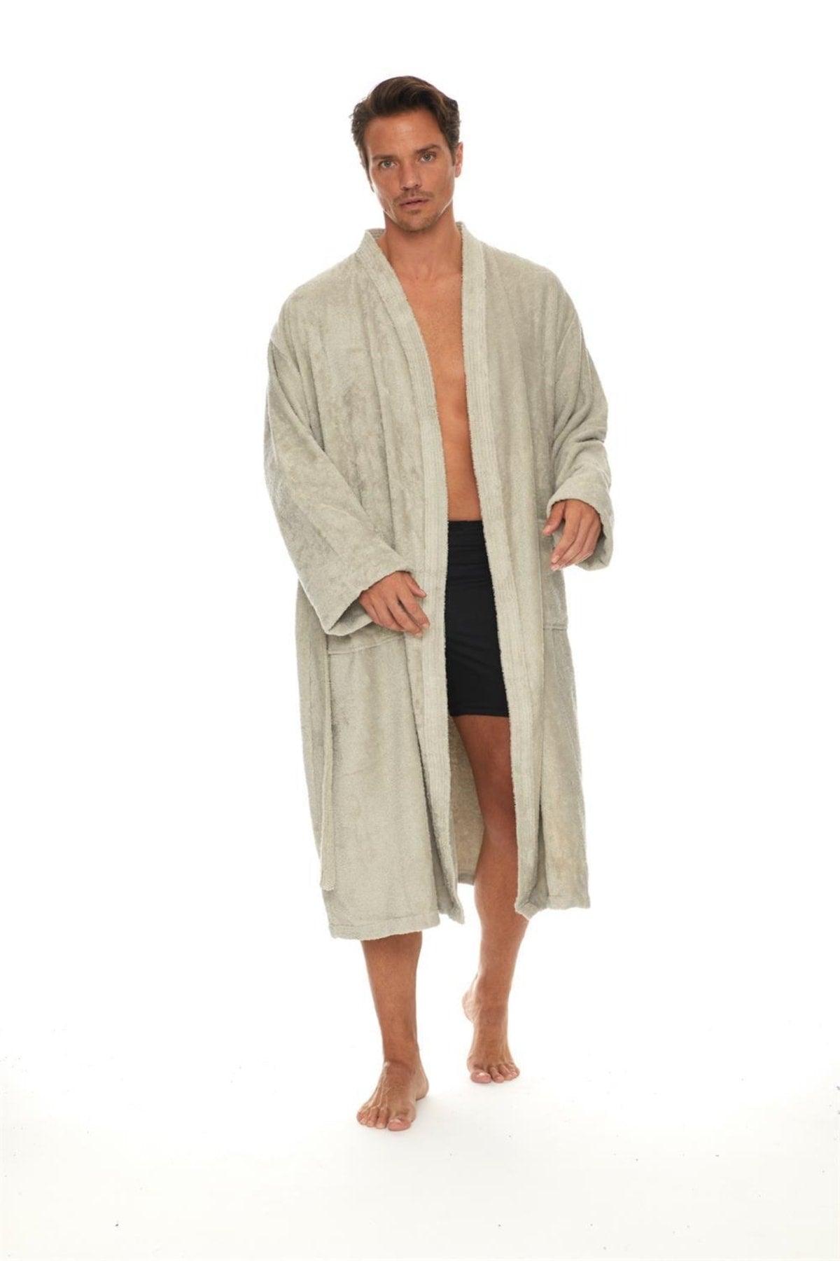 100% Organic Cotton Kimono Extra Soft Plus Size 3xl Men's Bathrobe - Swordslife