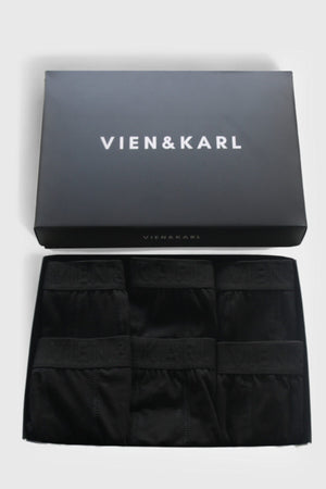 Men's Black 6-Box Plain Lycra Boxer Shorts