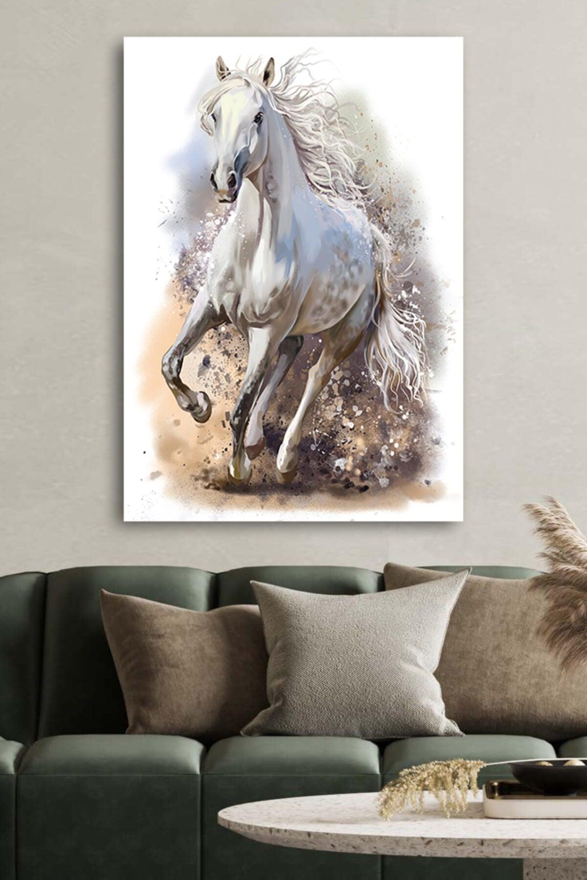 Canvas Printed Modern Decorative Oil Painting White Horse Home Office Hotel Decor Gift Painting - Swordslife