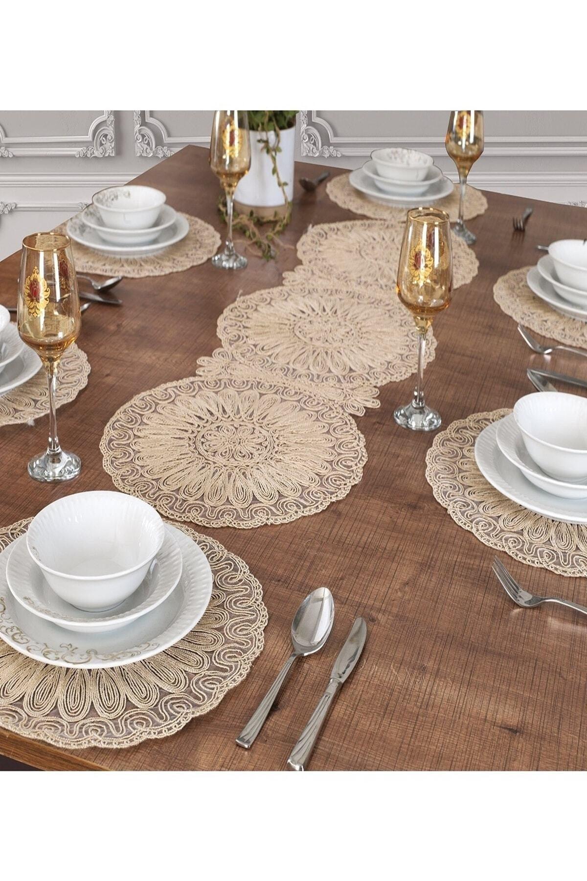 Placemat Table Top And Runner Set 6 Person Set Angel Gold - Swordslife