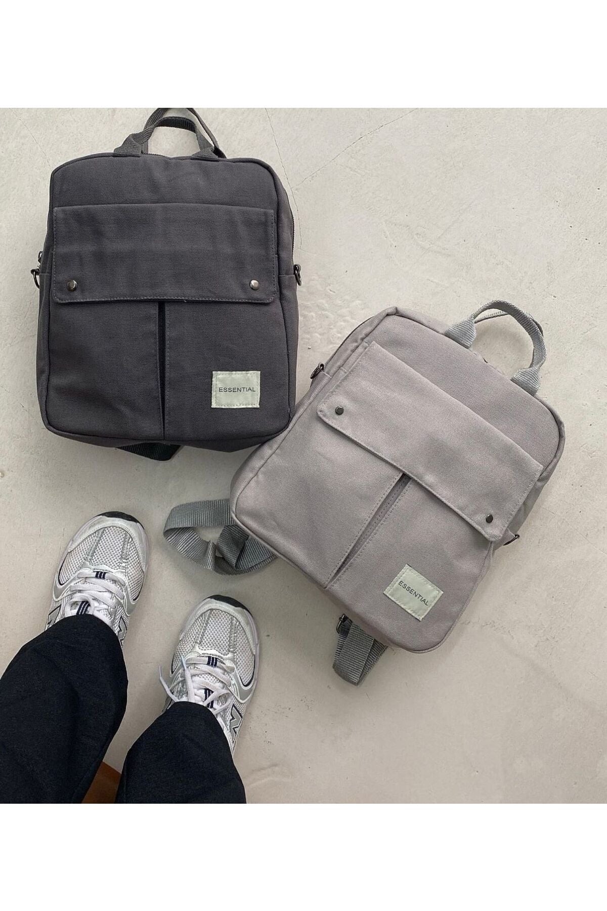 Unisex Smoked Organic Canvas Backpack And Arm Bag