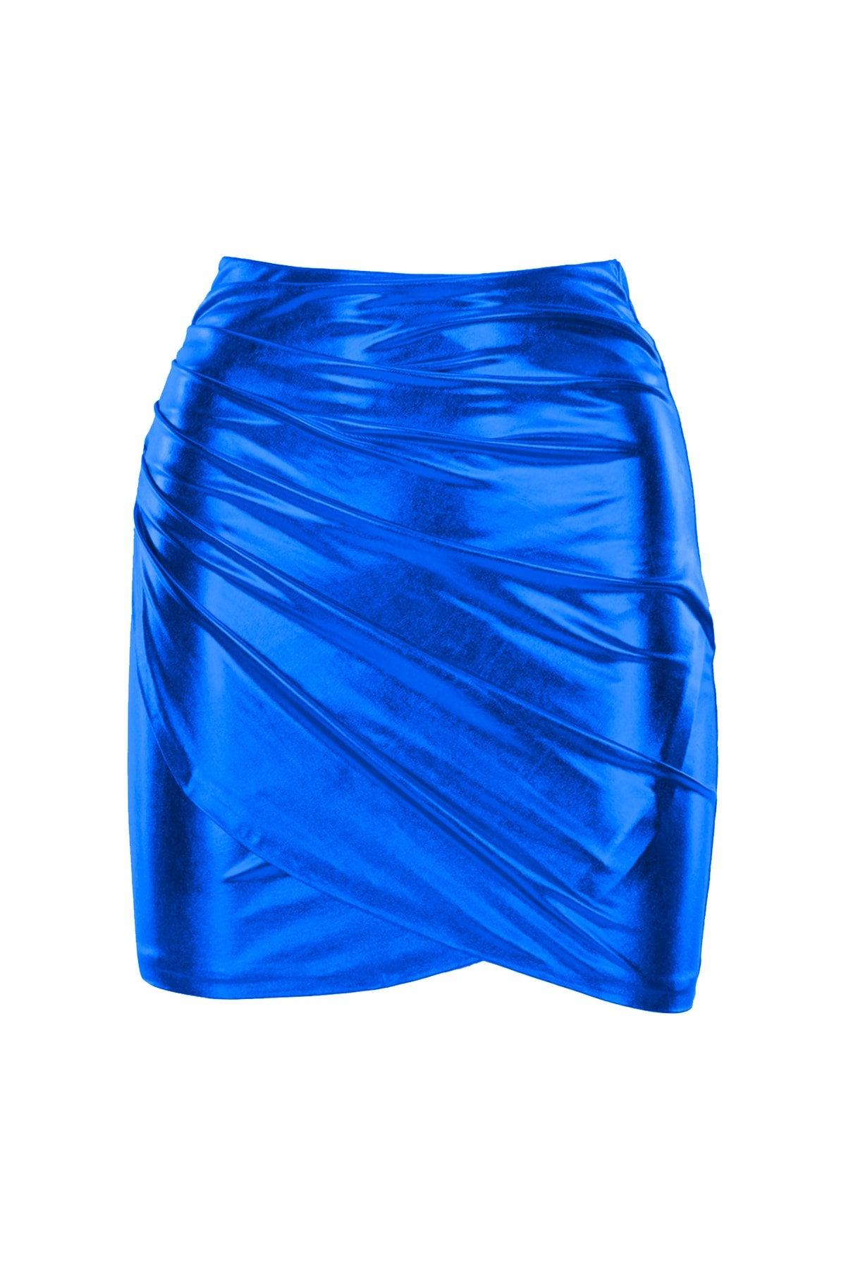 Shine Silvery Blue Mini Skirt - Swordslife