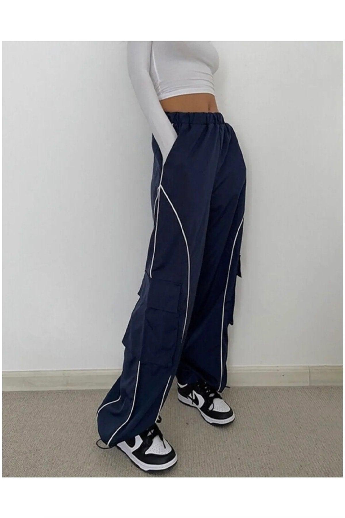 Y2k Unisex Navy Blue Fork Stripe Sweatpants - Swordslife