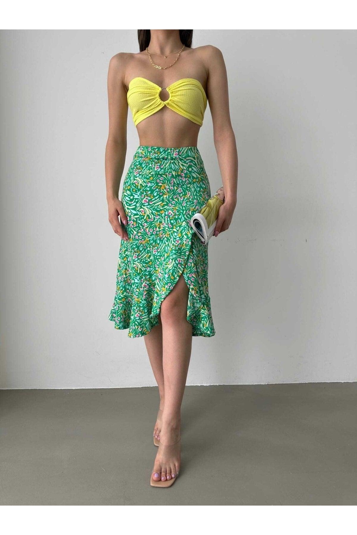 Floral Patterned Slit Cloth Midi Skirt - Swordslife