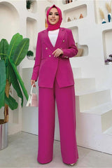 Women's Fuchsia Classic Pants Suit T 2038 - Swordslife