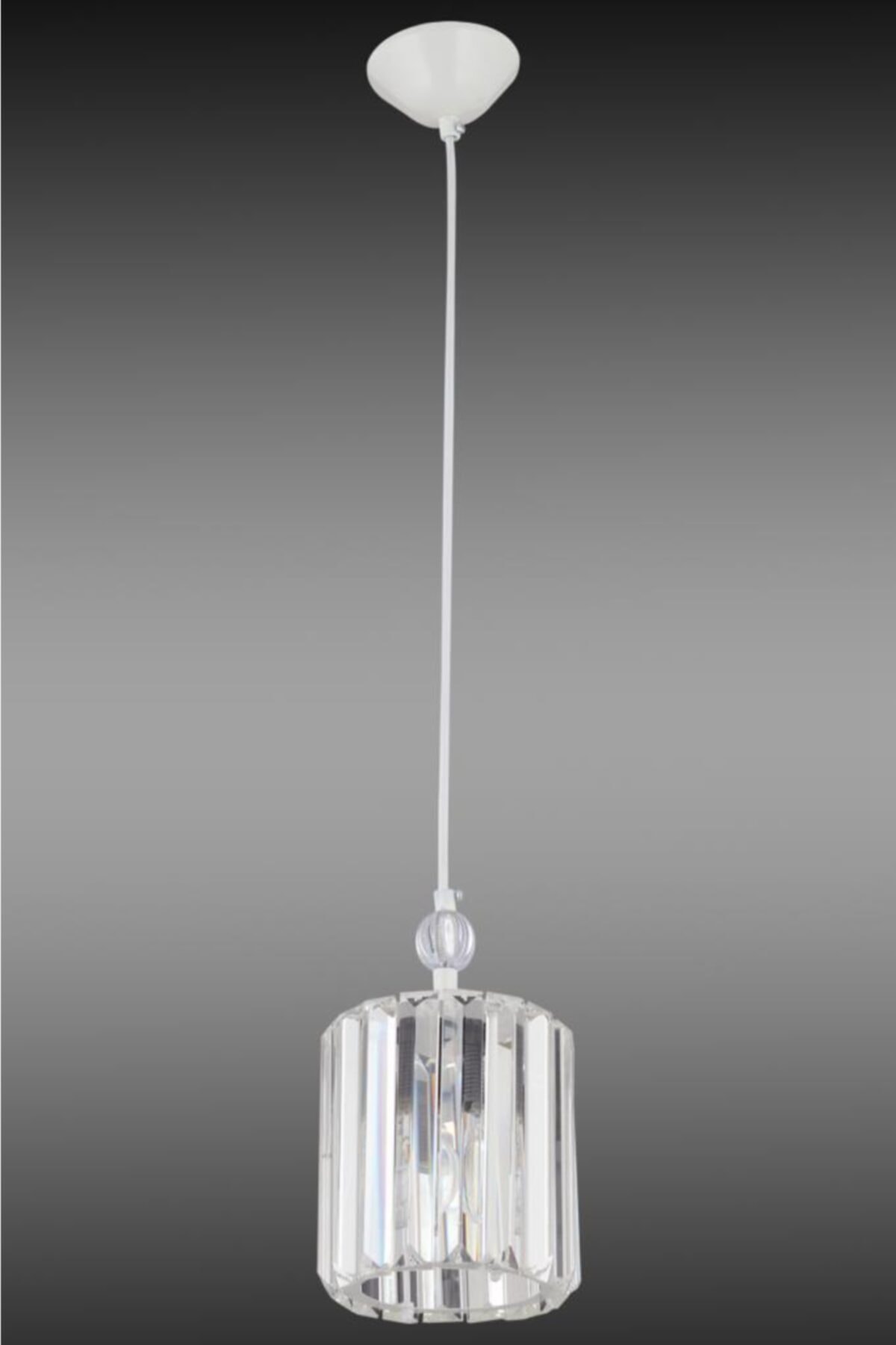 Dolunay Single White Y-15 Crystal Stone Plumbing Chandelier