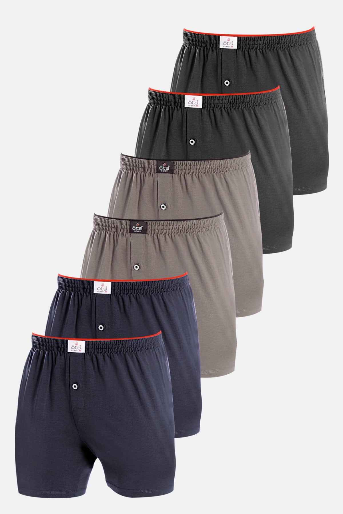 Men's Colored 6 Pieces Single Jersey Boxer Dark (100% Cotton)