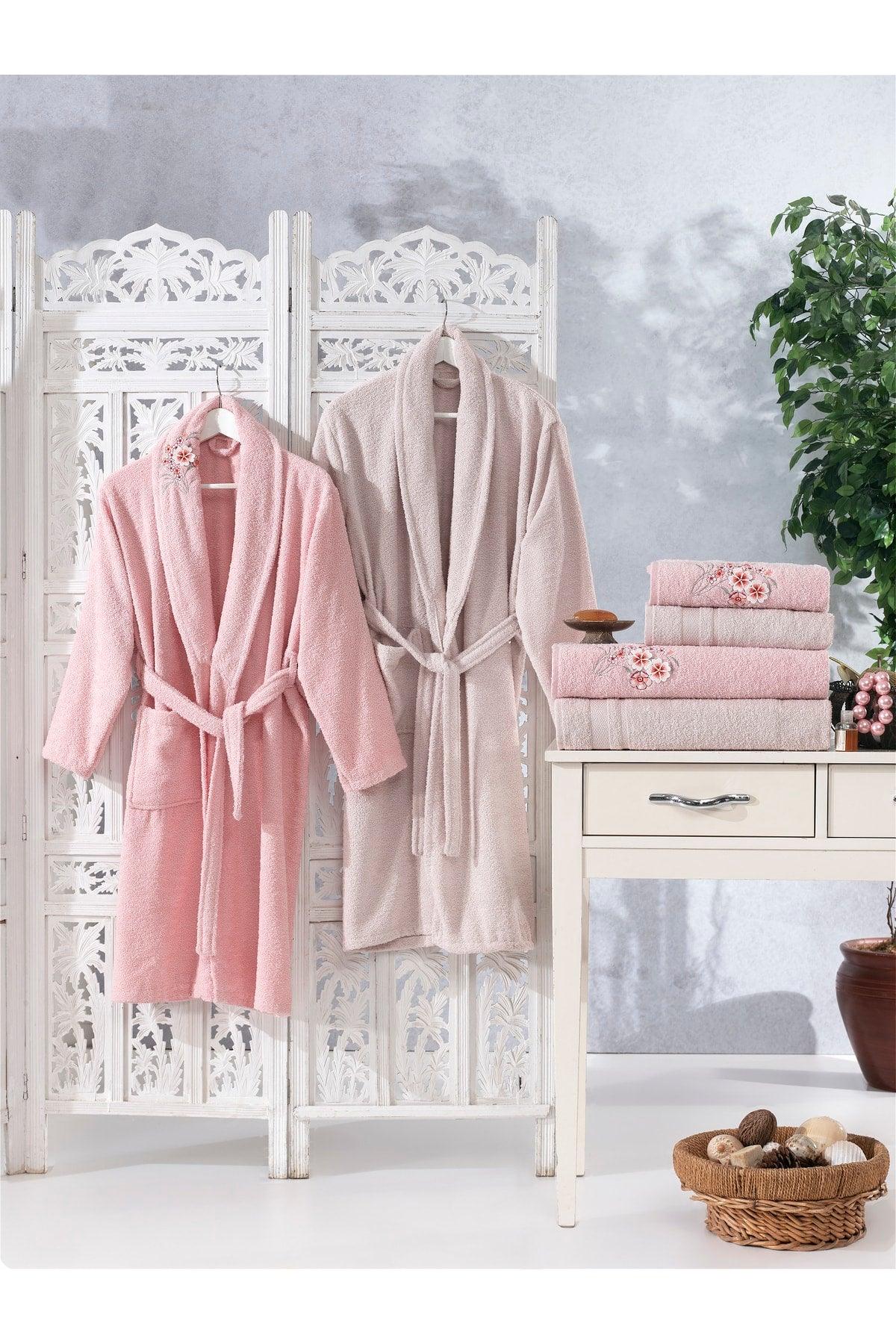 100% Cotton 3d Embroidery 6 Piece Family Bathrobe Set,bathrobe Set,dowry Set - Swordslife