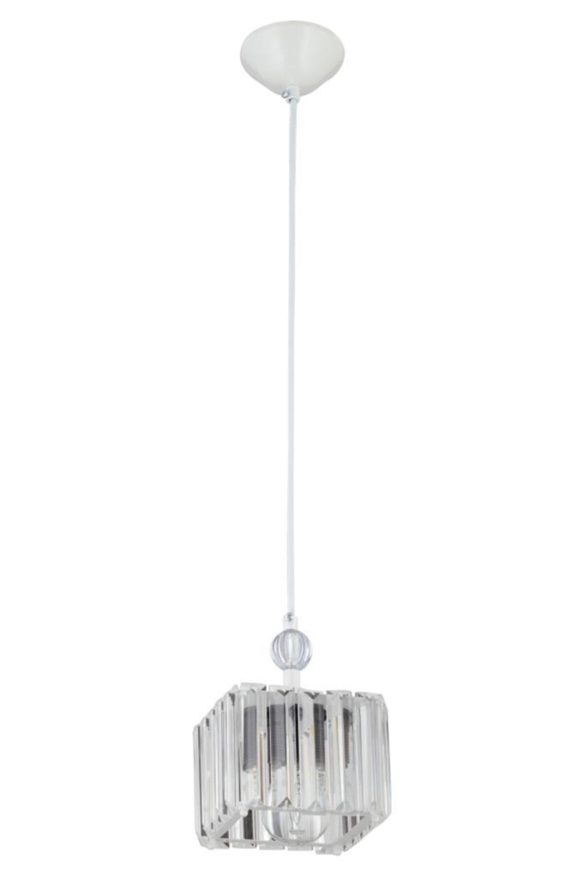 Dolunay Single White K-10 Crystal Stone Plumbing Chandelier