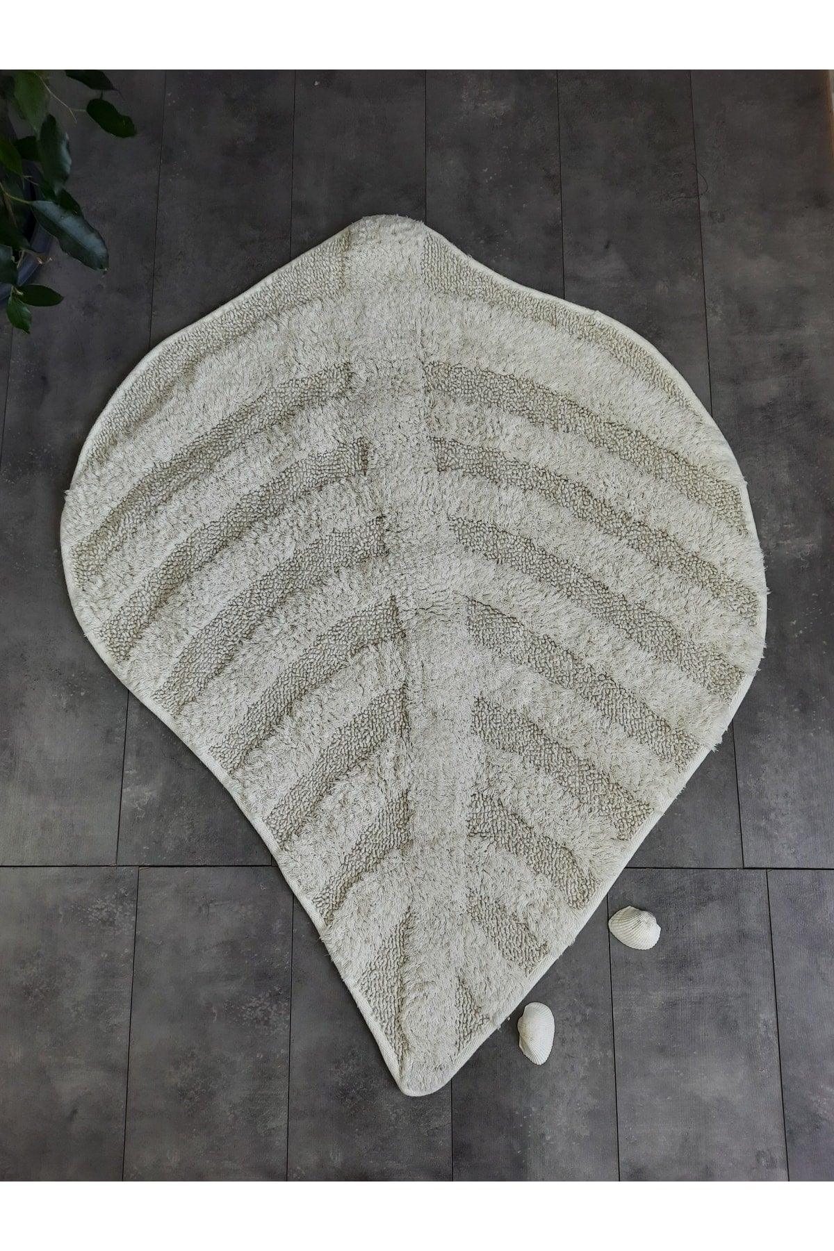 Leaf Cream Natural Cotton Bath Mat 100x100 Cm One Piece Tufting Woven Mat - Swordslife