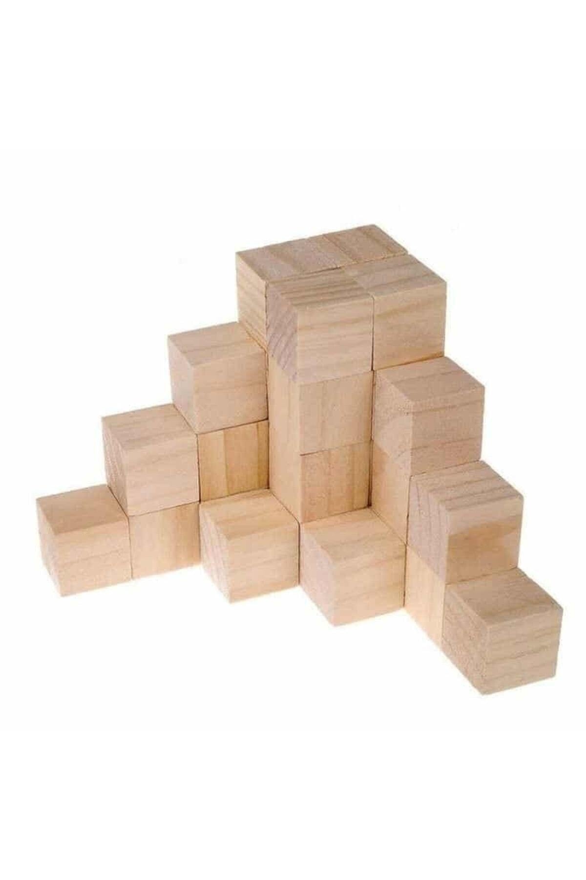 Store Wooden Cube Blocks 2 Cm - 100 Pieces - Natural Wooden Cube