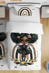 African Chocolate Girl Patterned Single Baby Duvet Cover Set