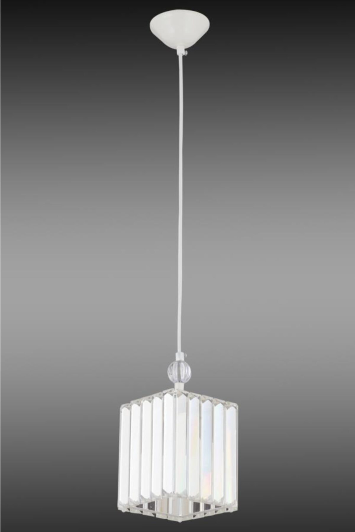 Dolunay Single White K-15 Crystal Stone Plumbing Chandelier