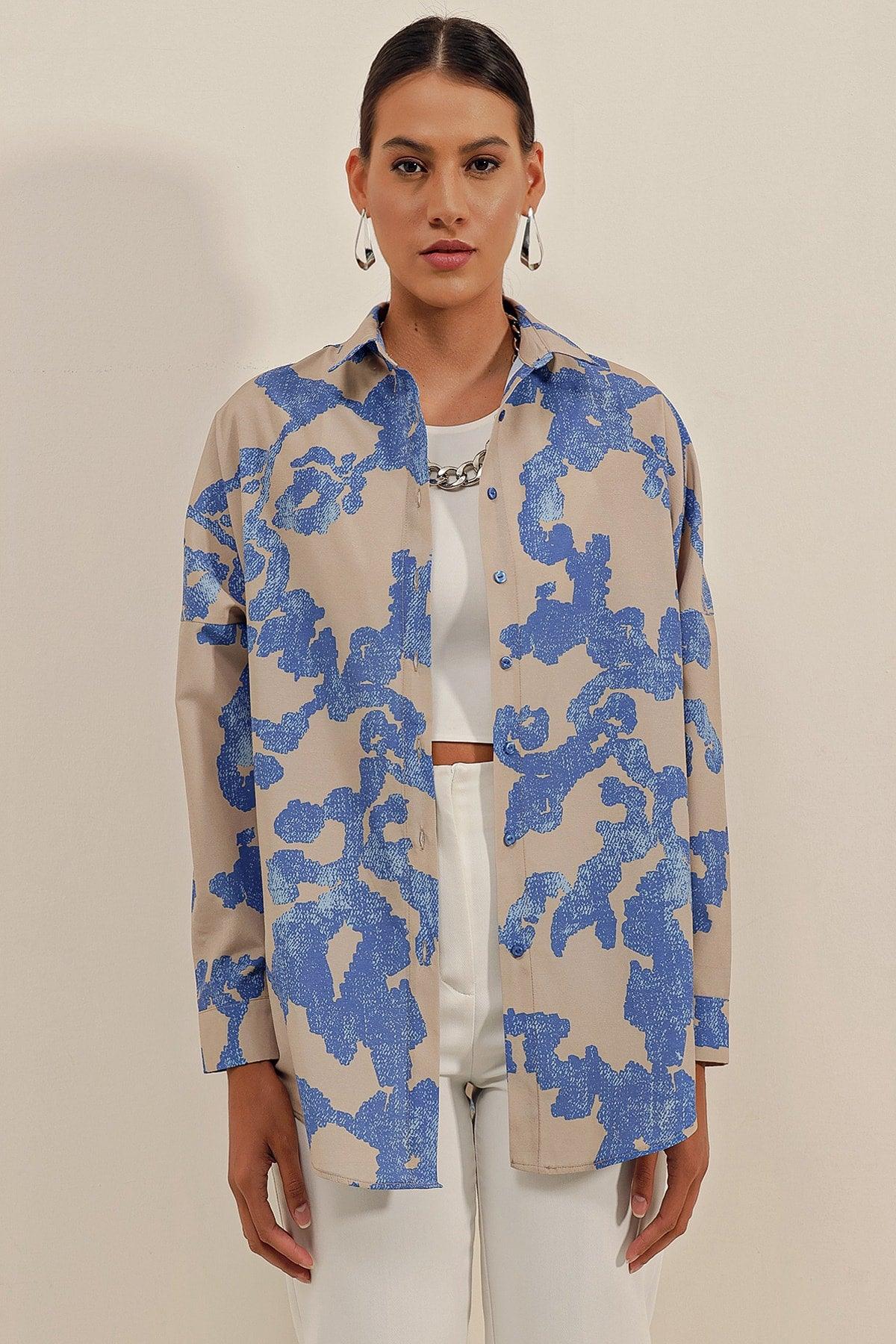 3900 Oversize Long Basic Shirt - D.blue - Swordslife