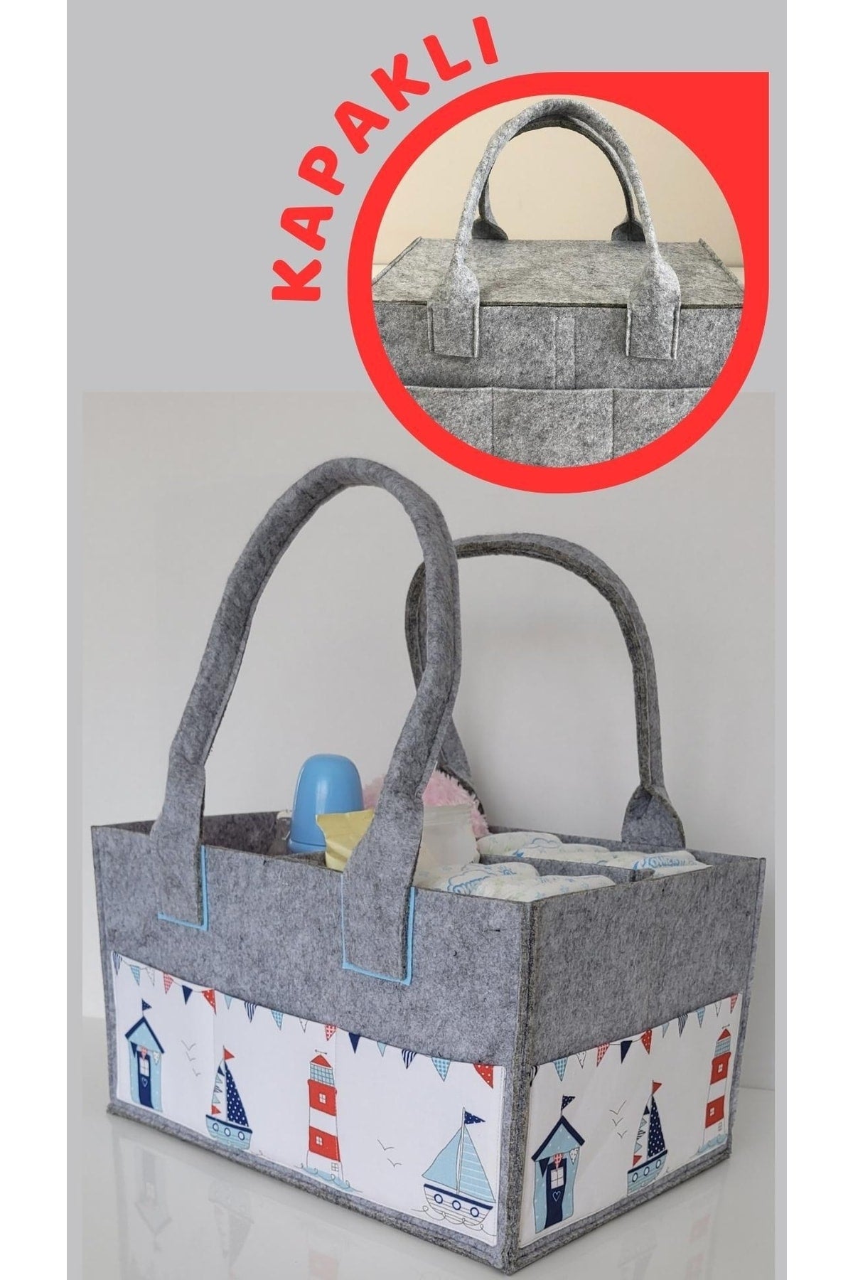 Handmade Multi-Purpose Felt Mother Baby Care And Organizer Bag Functional Organizer With Lid