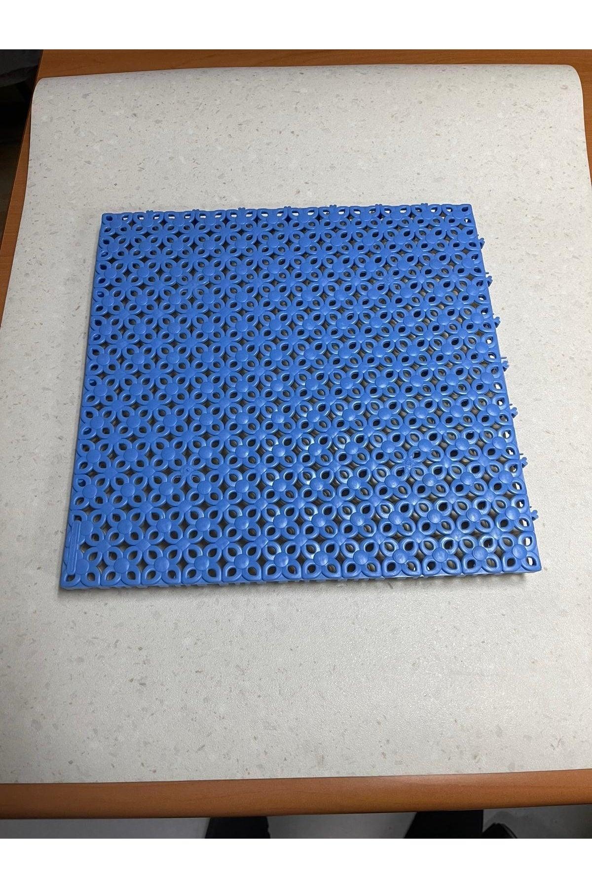 33x33 Cm Contrasted Plastic Mat Floor Tile Rose Patterned Blue - Swordslife