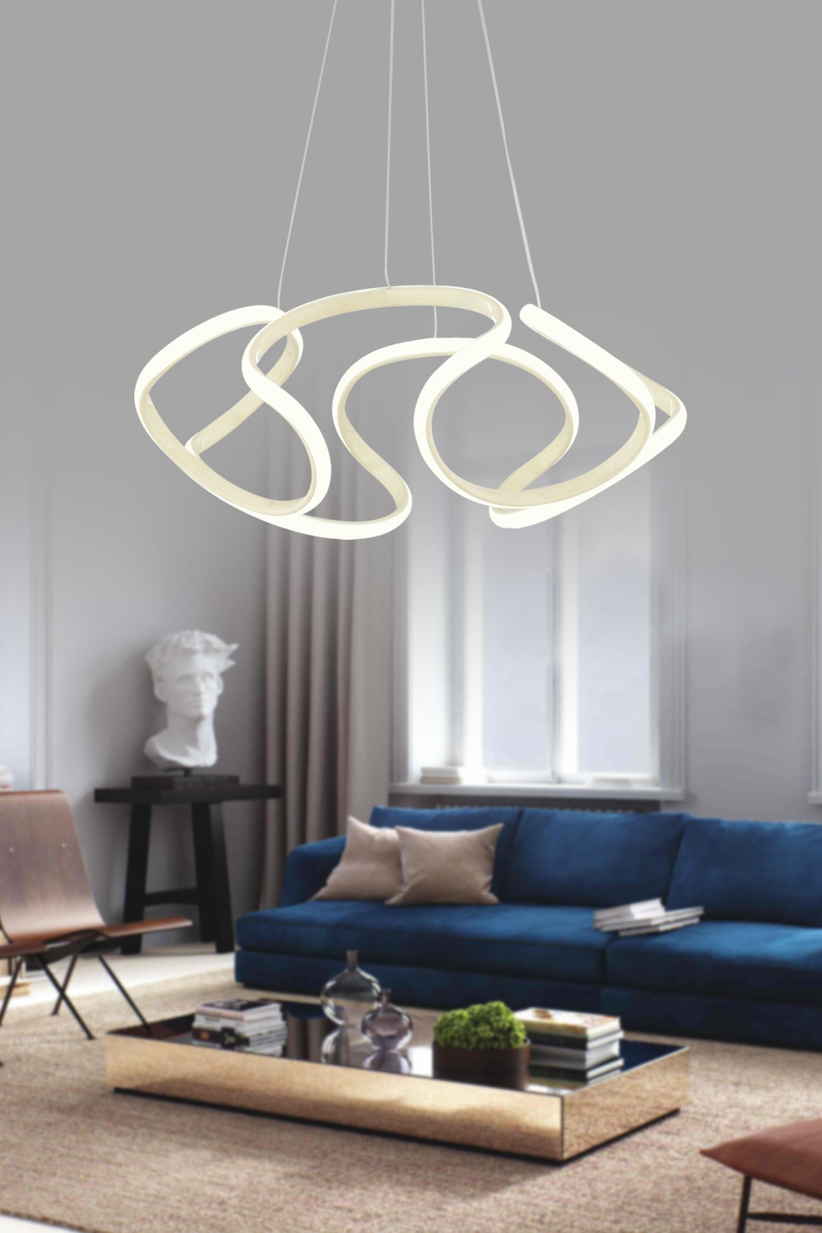 Honos Cream Modern Pendant Lamp LED Chandelier Living Room Kitchen Room LED Chandelier