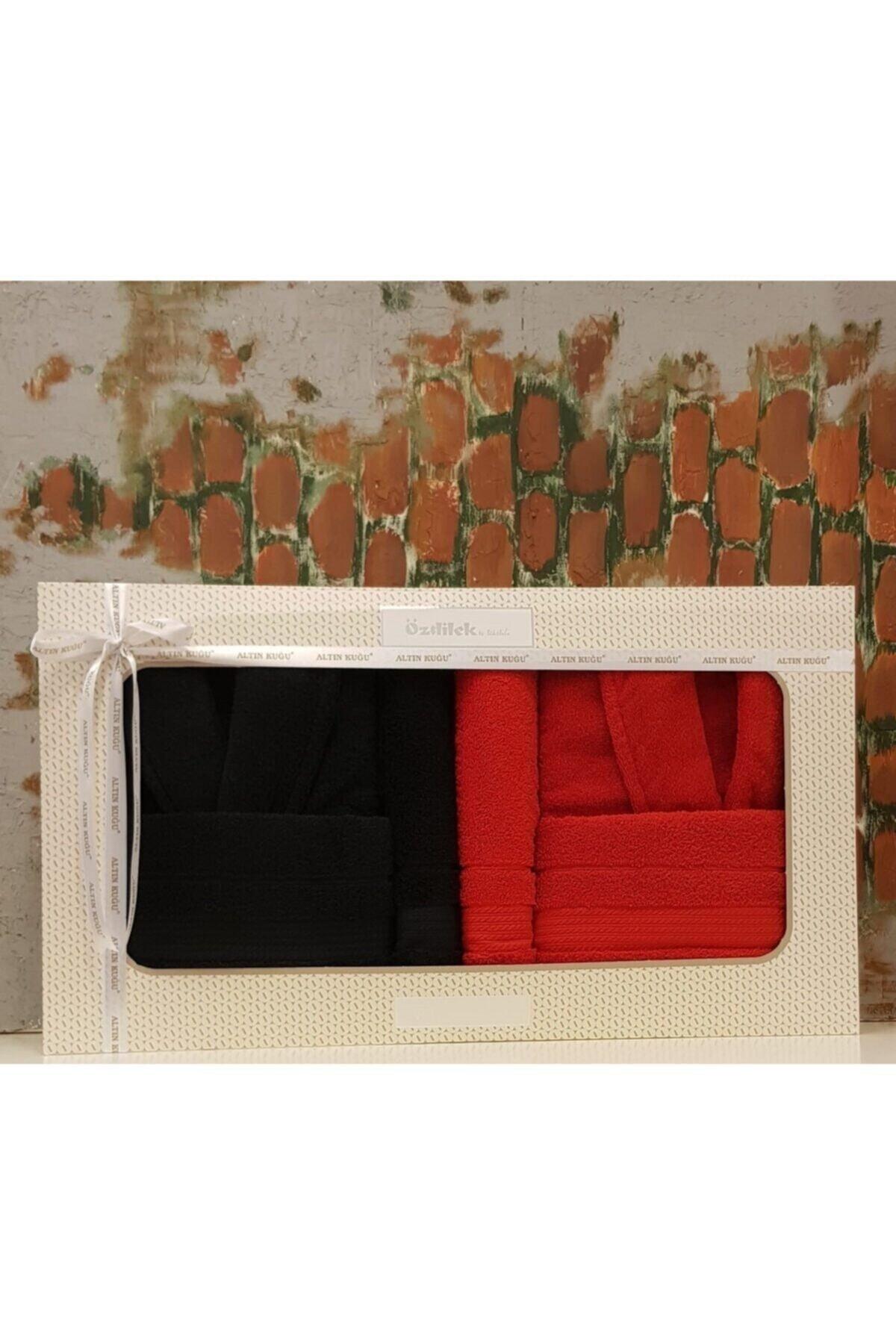 Trendy Family Bathrobe Set-red Black - Swordslife