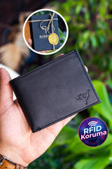 Jackson Genuine Leather Coin Holder Rfid Blocker Natural Black Wallet