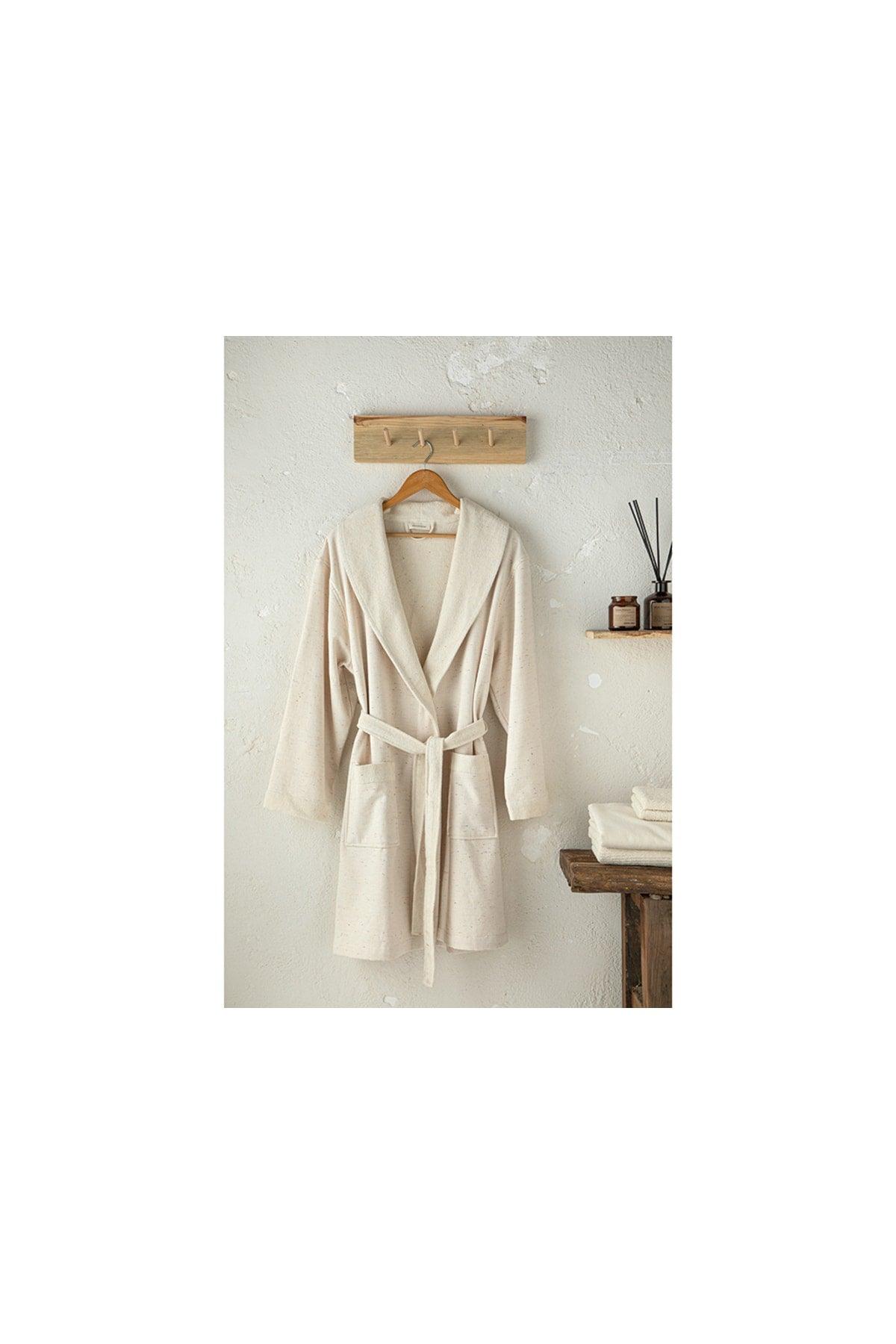 Nope Cotton Polyester Shawl Collar Bathrobe L-xl Beige - Swordslife