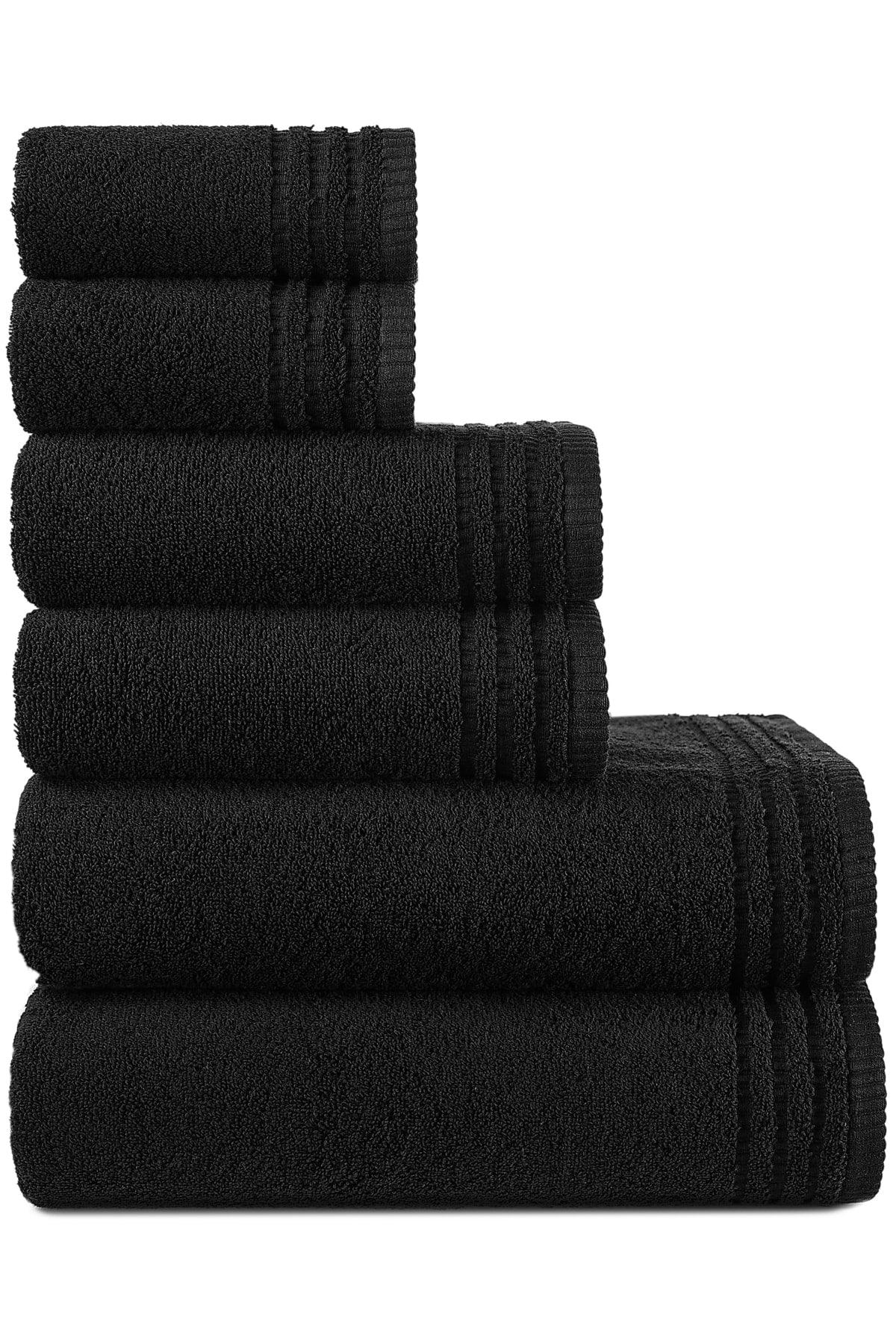 Towel Set Premium / Black - 1st Class 100% Cotton - 2 Bath / 2 Hand Face / 2 Kitchen Towels - Swordslife