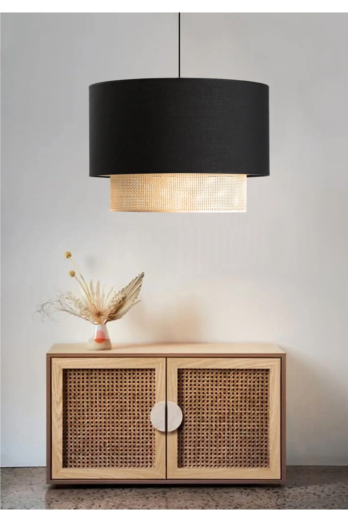 Black Headed Pendant Chandelier with Inner Fabric Ayd-3275