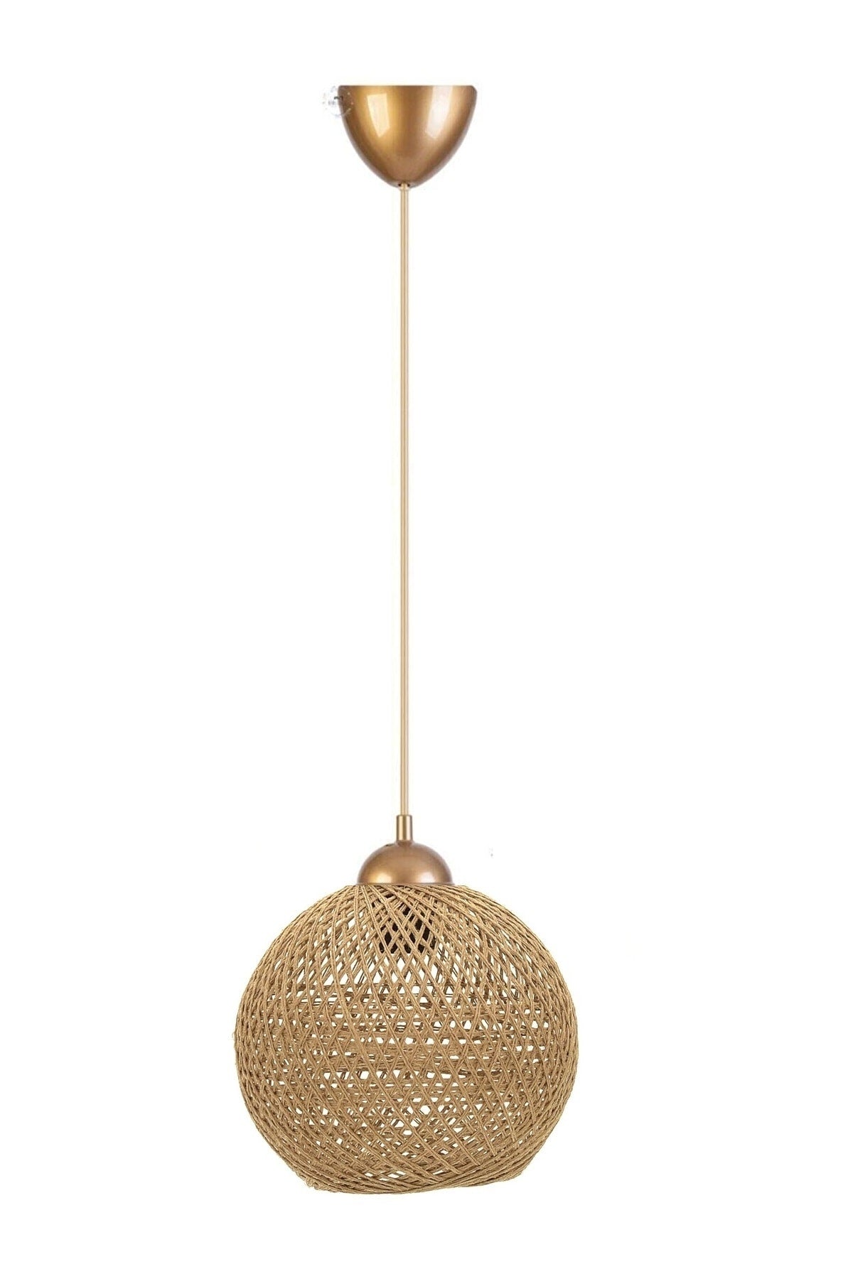 Balle Wicker Pendant Lamp Ball Chandelier Gold Cable