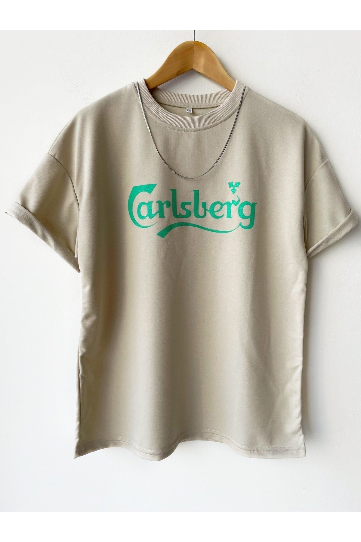 Men's Oversize Calsberg Printed Crew Neck T-shirt