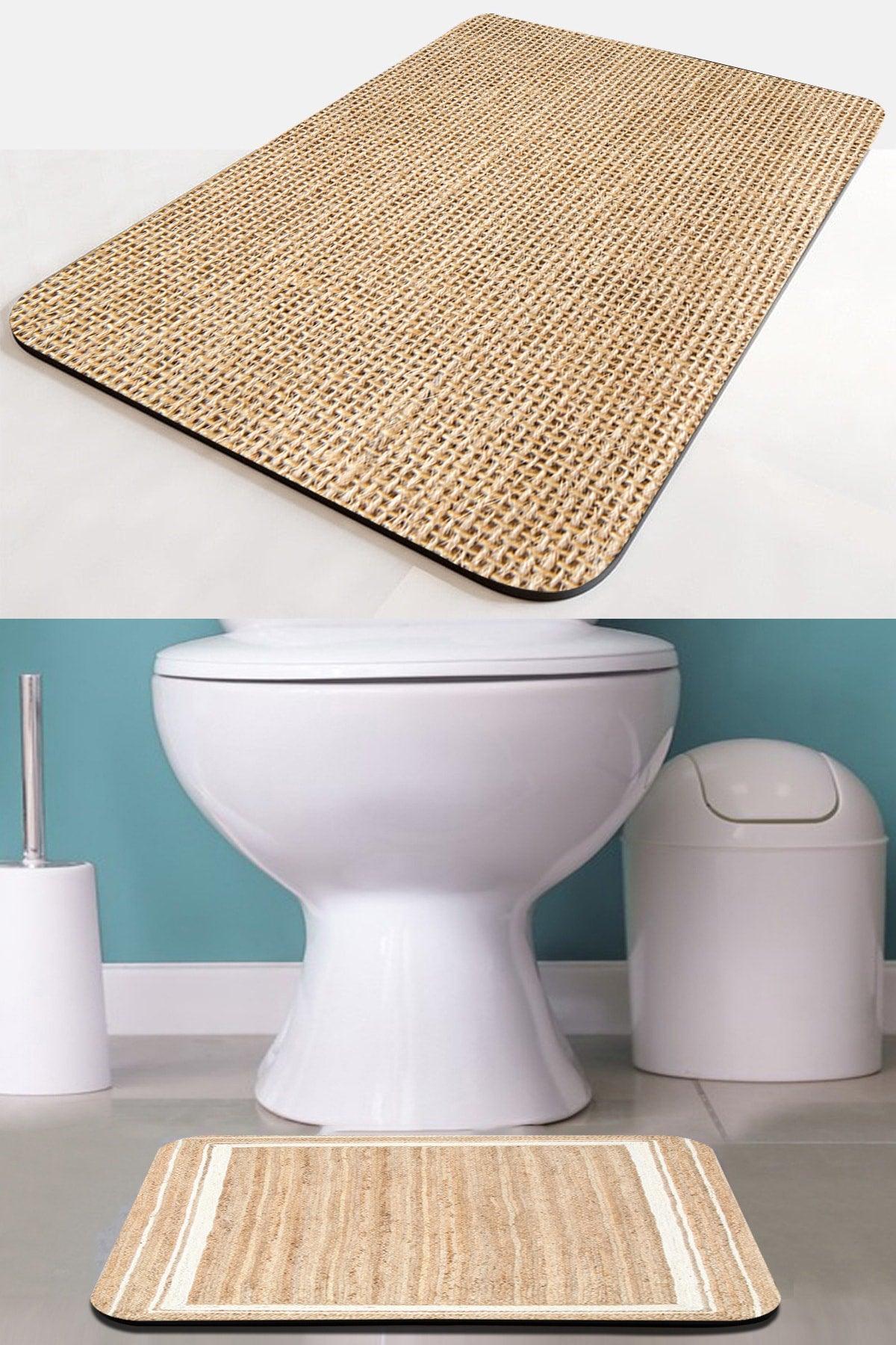 Osso Jute Patterned Patterned Non-Slip Floor Washable Single Closet Front Small Bath Mat - Swordslife