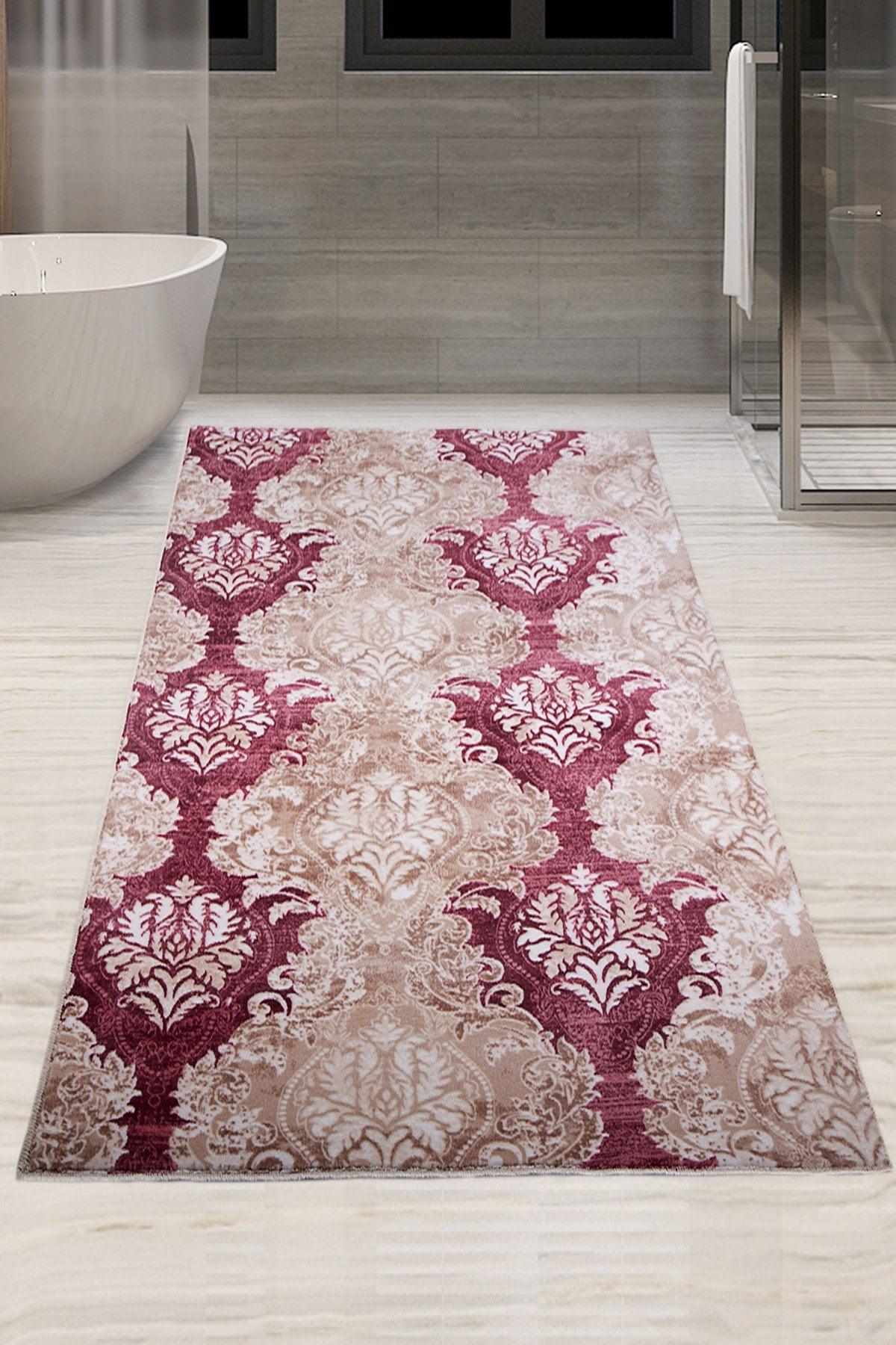 Oriental Plum 80x150 cm One Piece Bath Mat Non-Slip Base Large Size Bathroom Rug - Swordslife