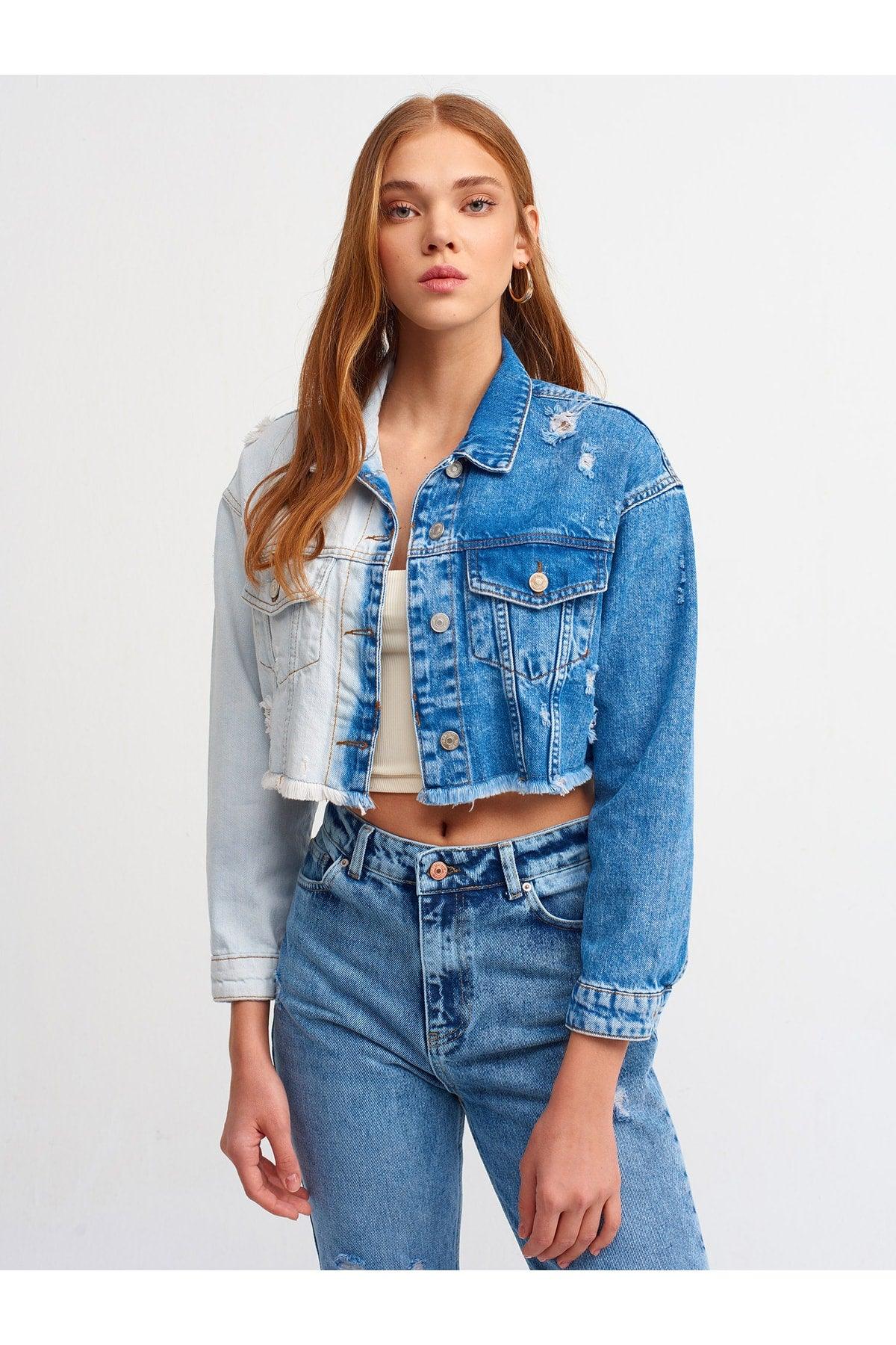 Women's Blue Tie Dye Wash Denim Coat - Swordslife