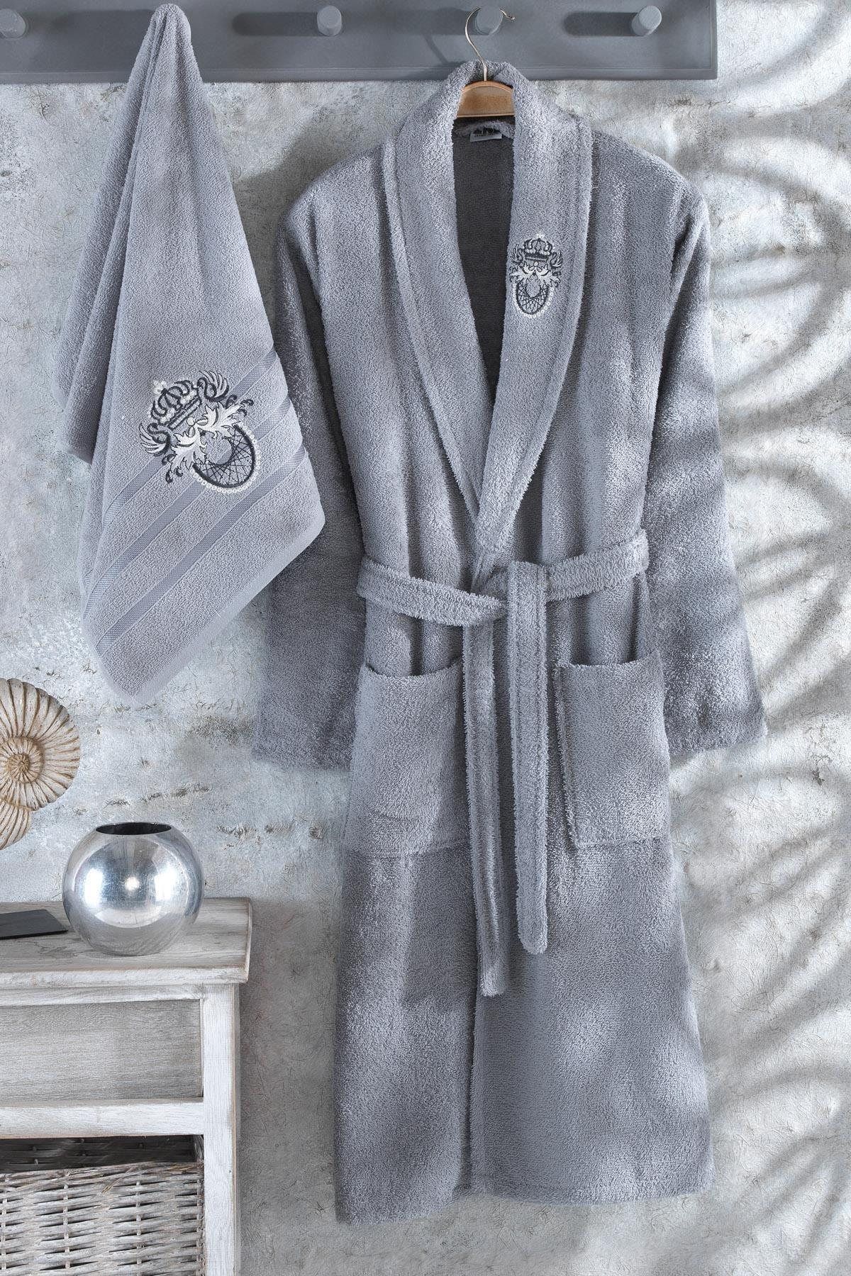 Arya 2 Piece Embroidered 100% Cotton Bathrobe Set - Swordslife