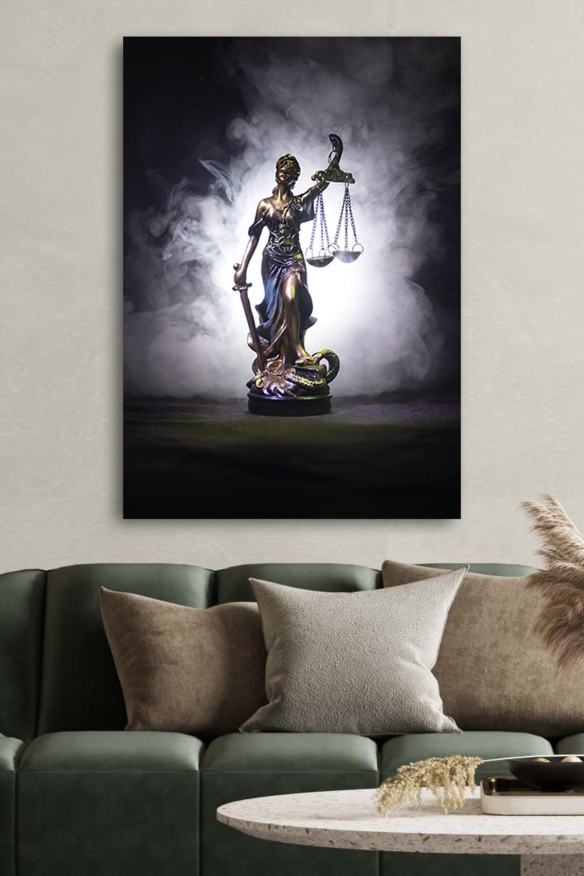 Canvas Painting Printed Decorative Justice Statue Authority Law Office Home Office Decor Gift Painting - Swordslife