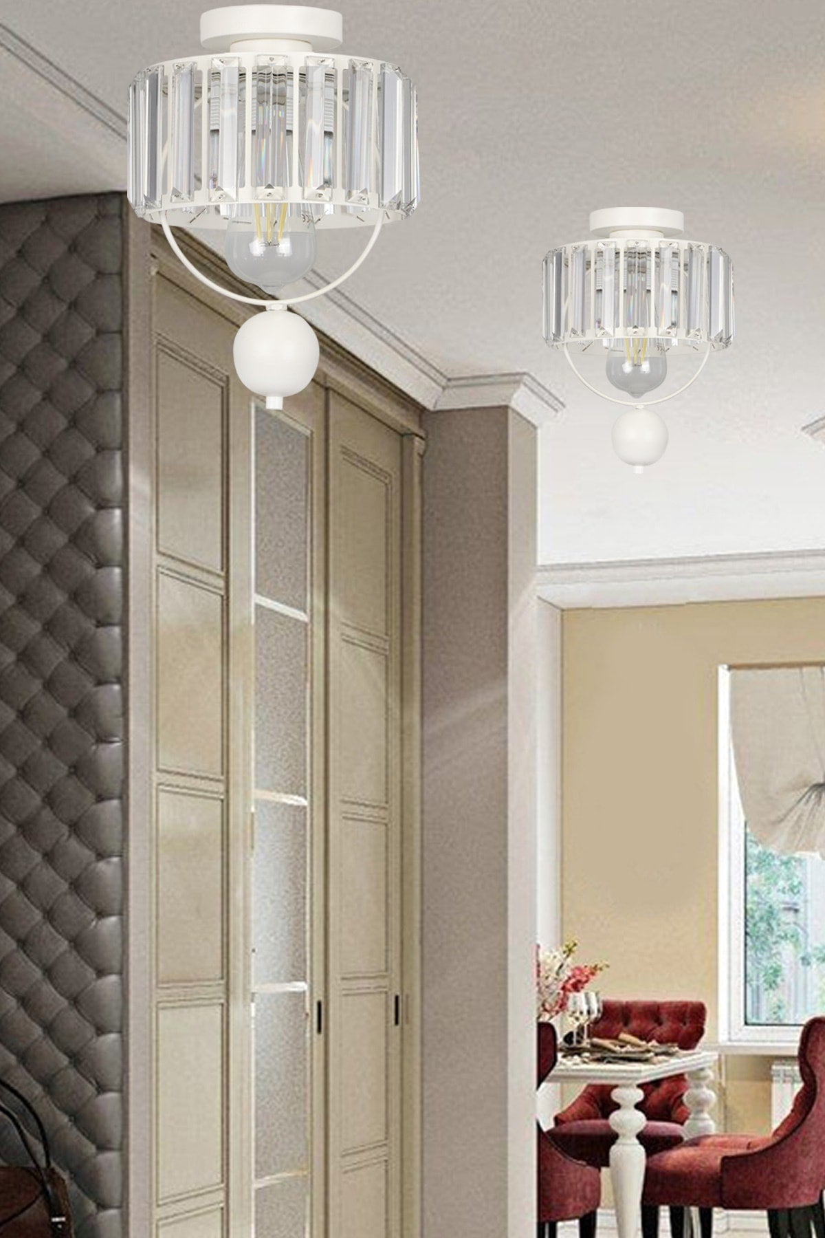 Gallon Single Lux Crystal White Ceiling Mount Chandelier