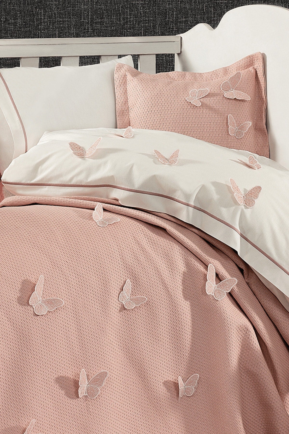 5 Pieces 100% Cotton 3d Butterfly Pattern Baby Duvet Cover Set Pink