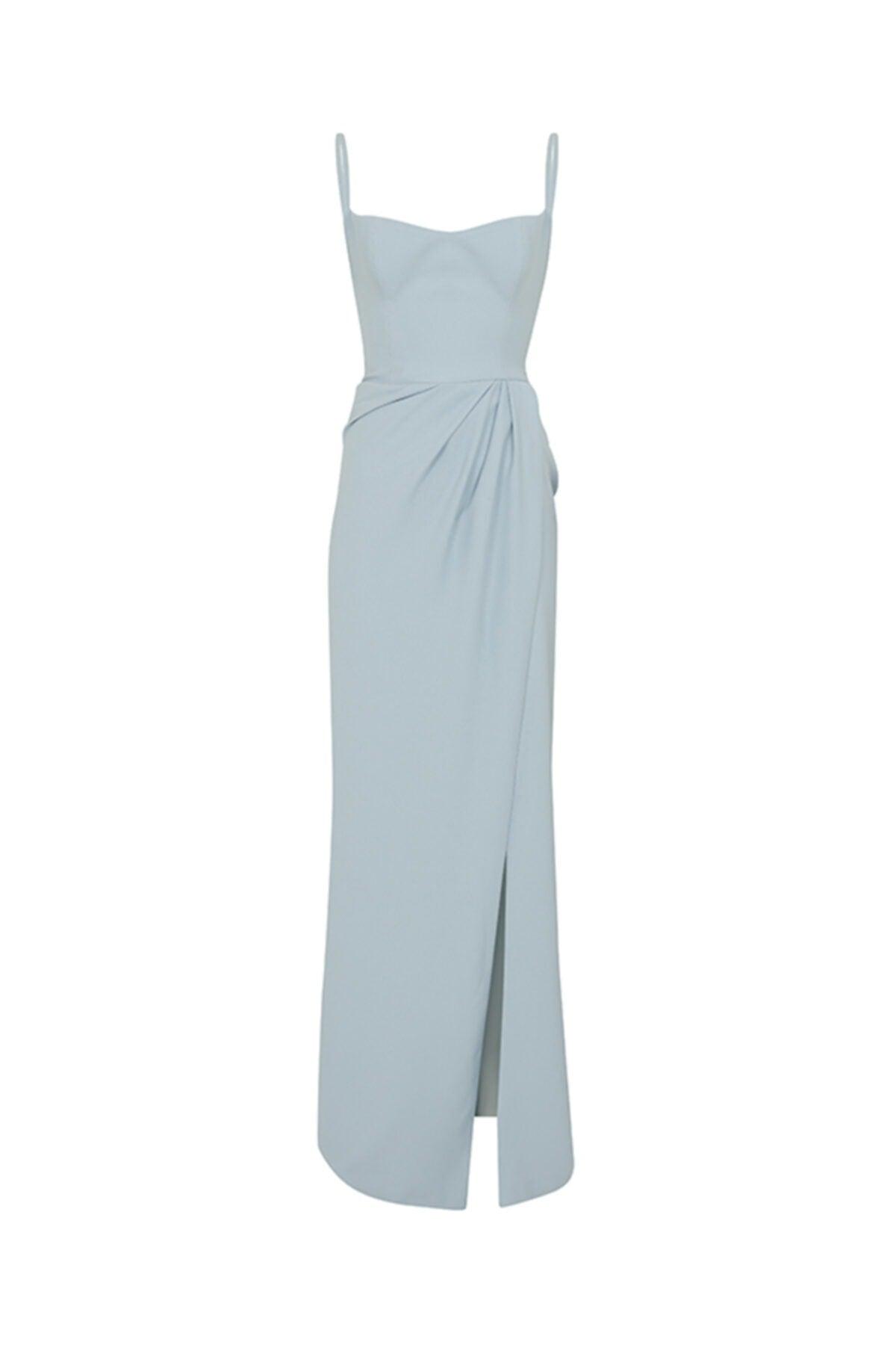 Women's Blue Strap Slit Dress - Swordslife