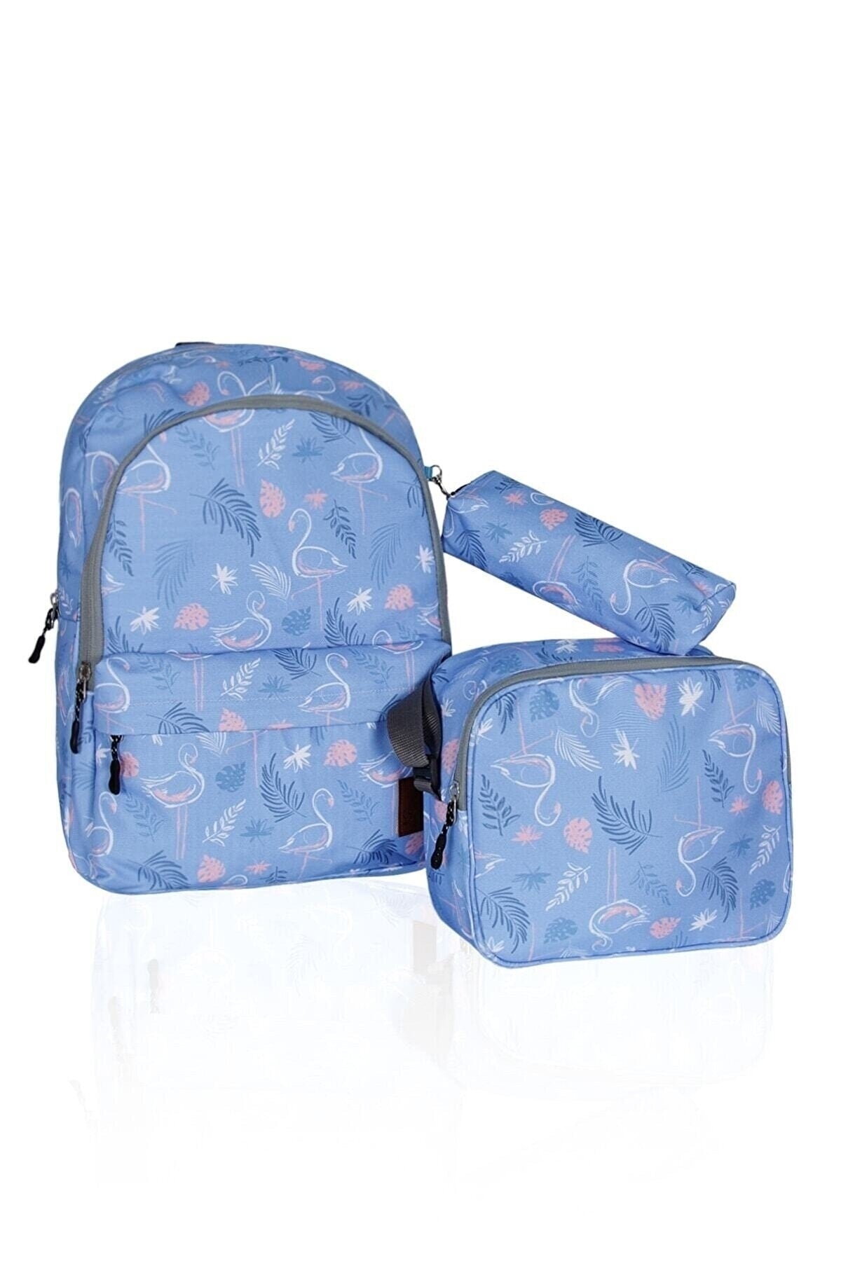 Flamingo Patterned Triple Primary School Bag Set