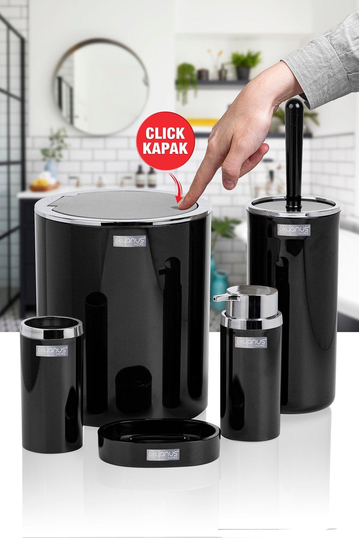 Black Round Chrome 5 Pcs Bathroom Set - Swordslife