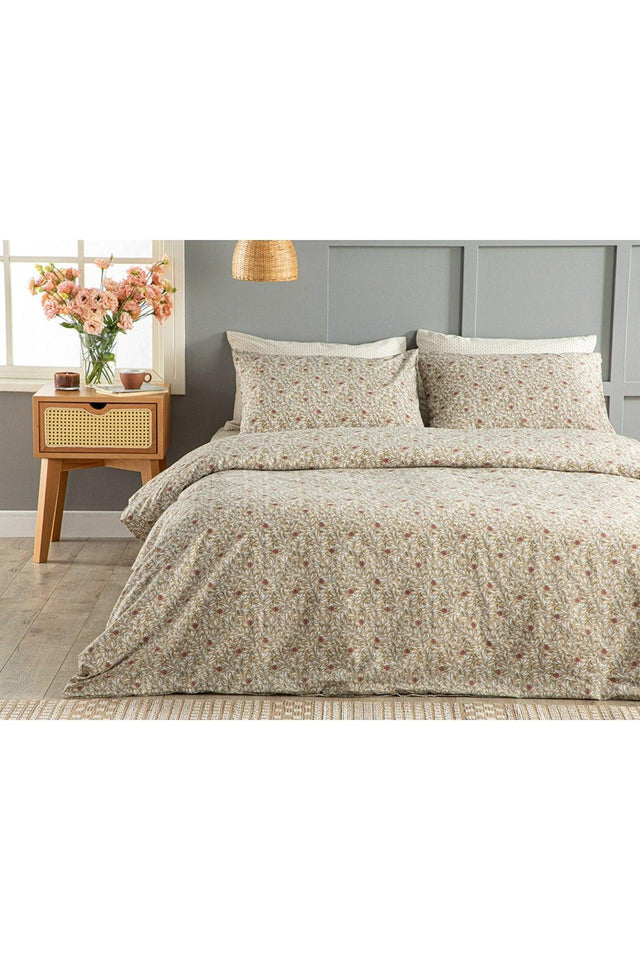 Pure Poppy Easy to Iron Single Duvet Cover Set 160x220 Cm Beige - Swordslife