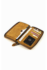 Unisex Vegan Leather Card Holder Wallet with Phone Compartment Xclub Model