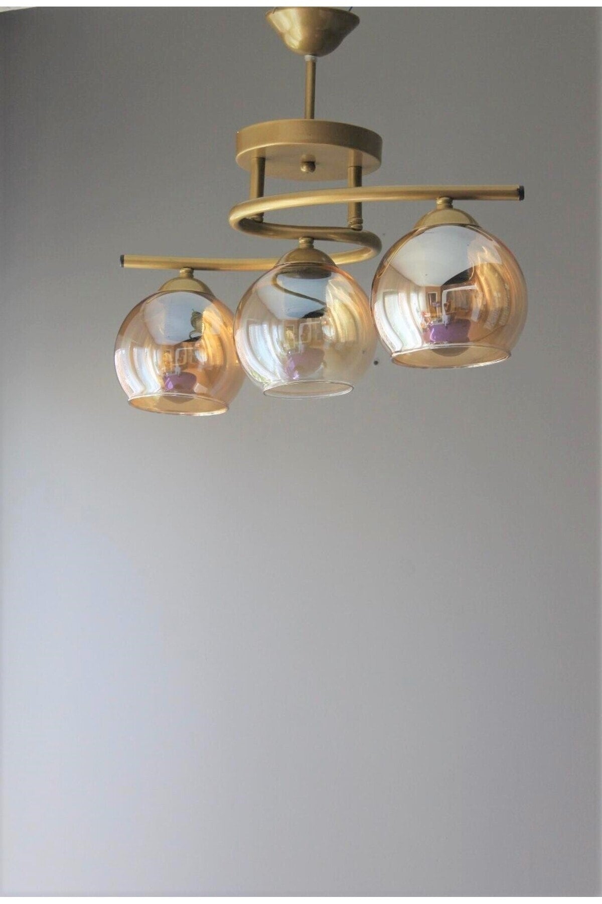 Lighting Antique Poyrazbal Glass Living Room 3-Piece Chandelier