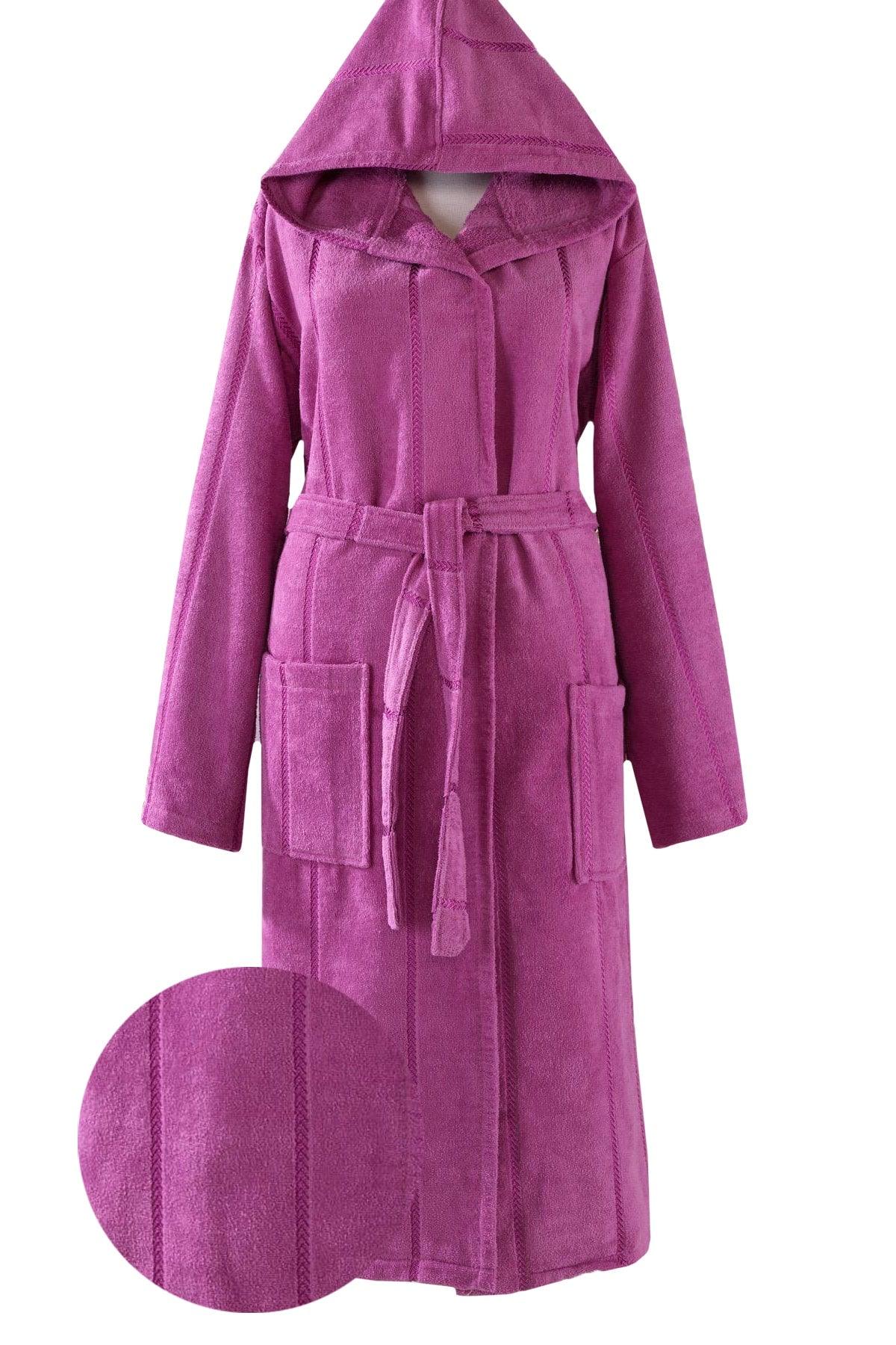 Unisex Lara Purple Cotton Hooded Bathrobe - Swordslife