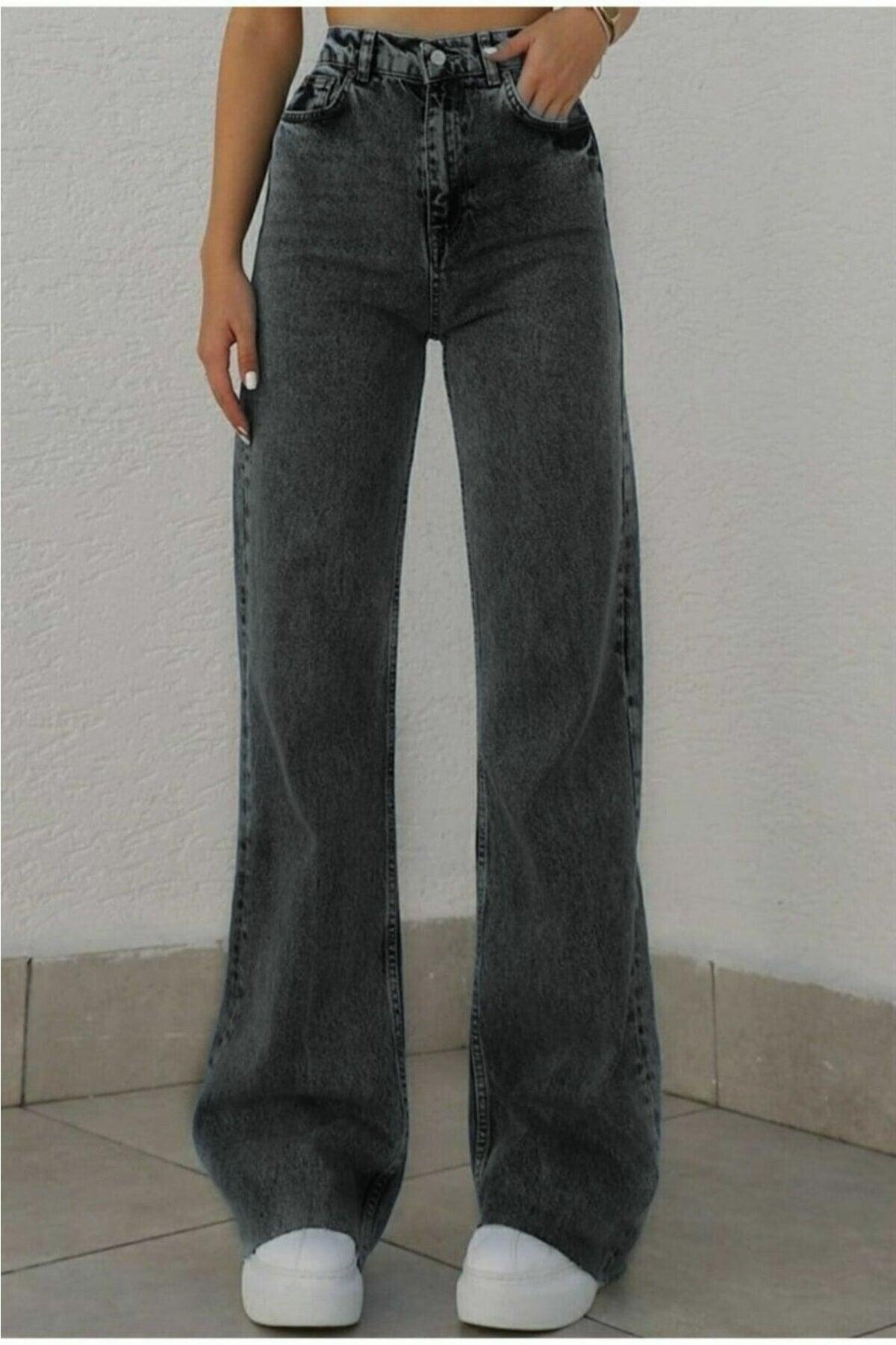 Dalida Yüksel Waist Lycra Loose Cut Wide Leg Jeans - Swordslife