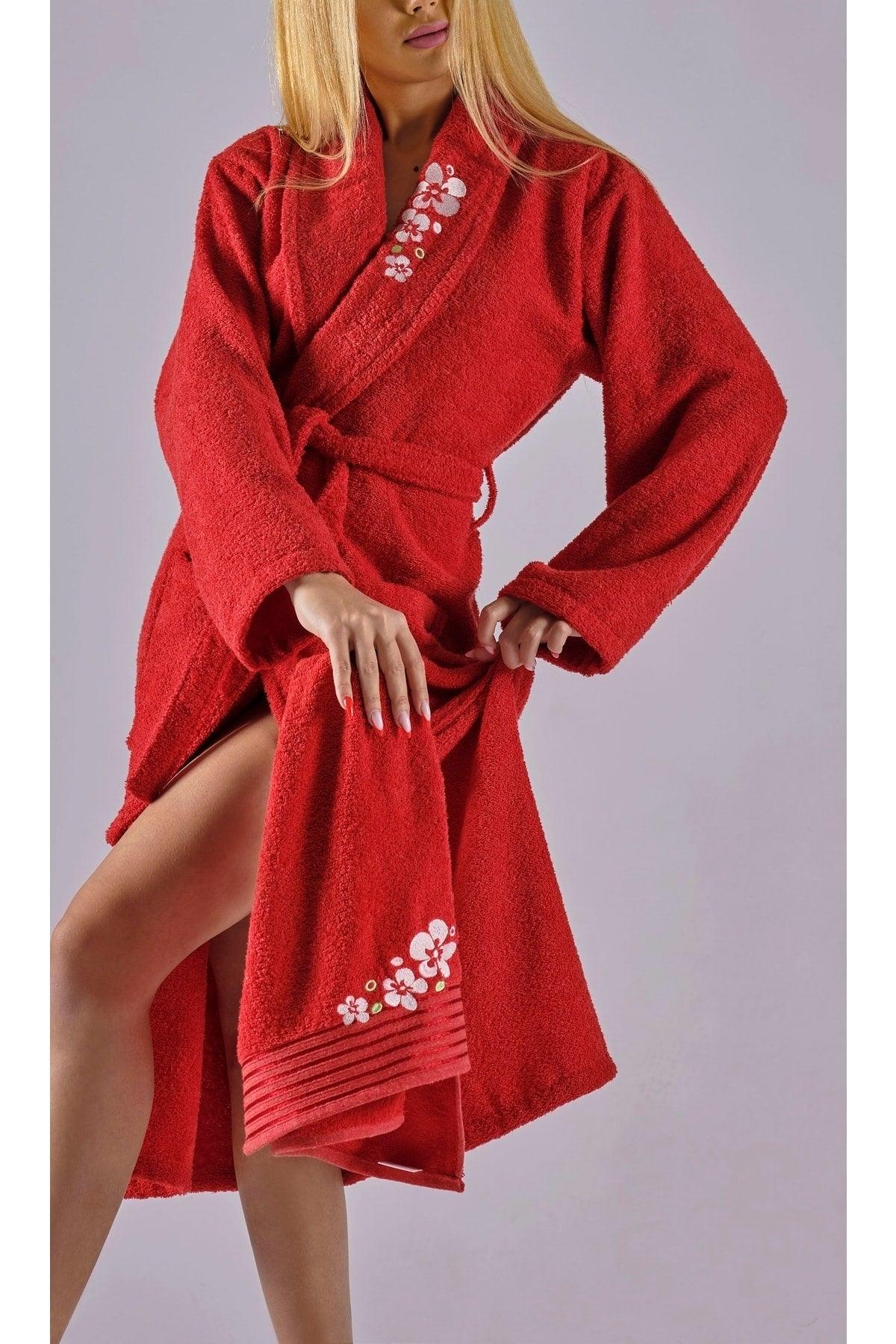 Alya Luxury Embroidered Cotton 2 Piece Bathrobe Set - Swordslife