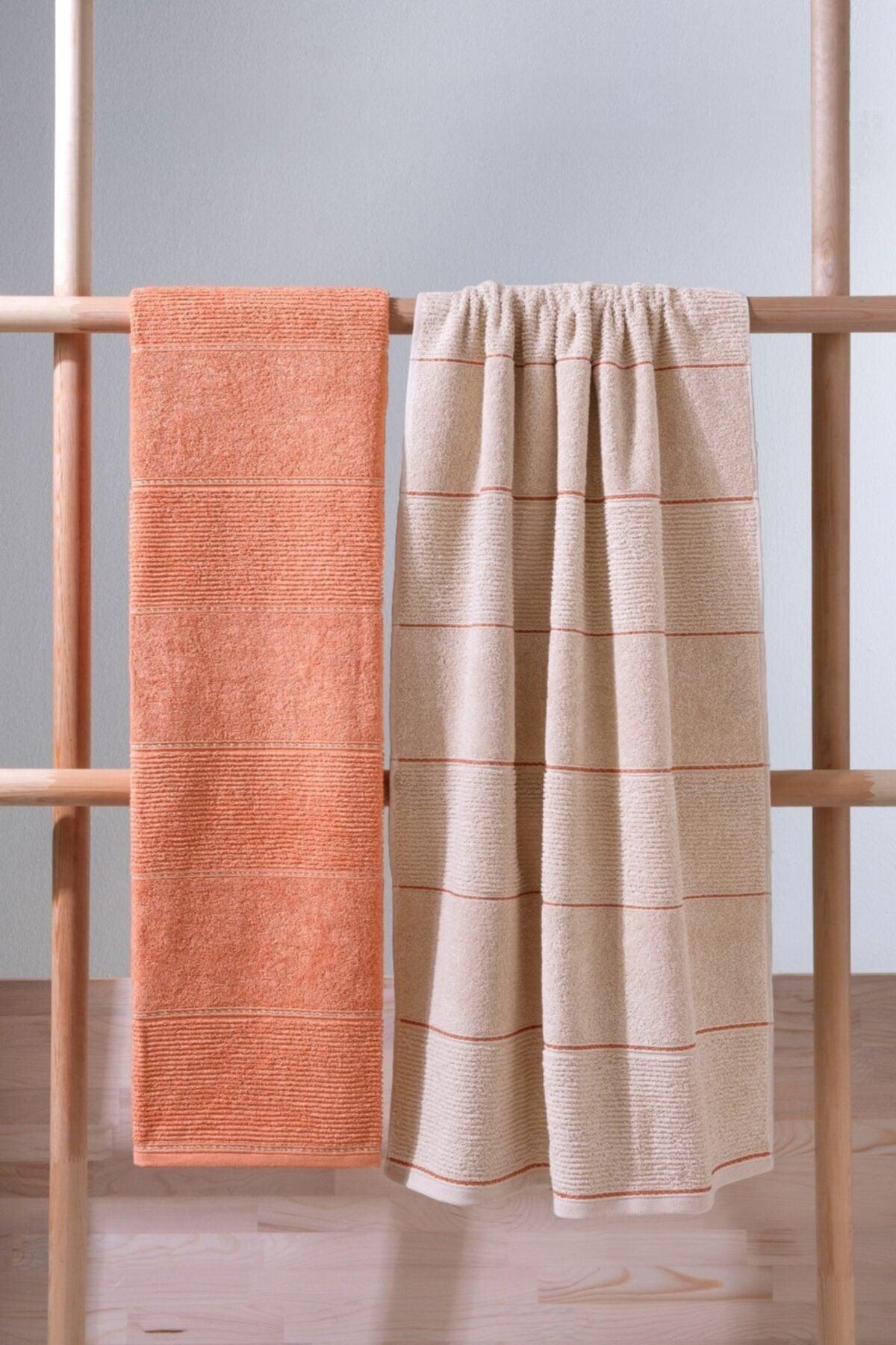 Carmine Bath Desert - Extra Soft, Modern 100% Cotton 70x140cm. 2 Bath Towels - Swordslife