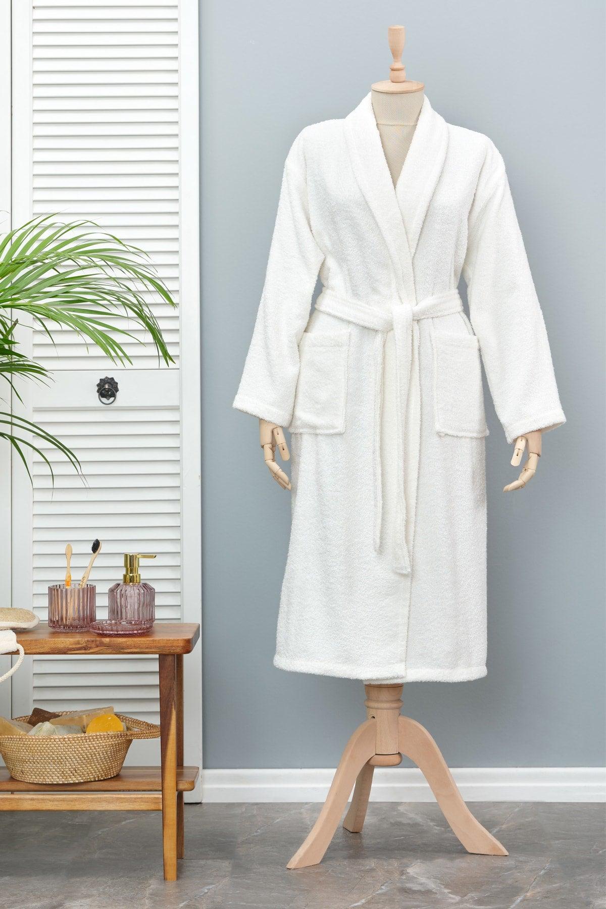 Daily Soft Off White 100% Cotton Women's Bathrobe S/m - Swordslife